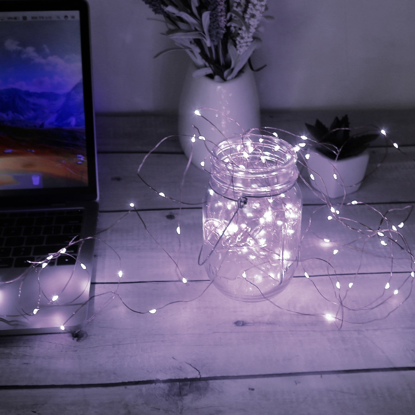 2Pcs LED String Lights 100LED Beads 32.8FT Copper Fairy Lights Remote Control