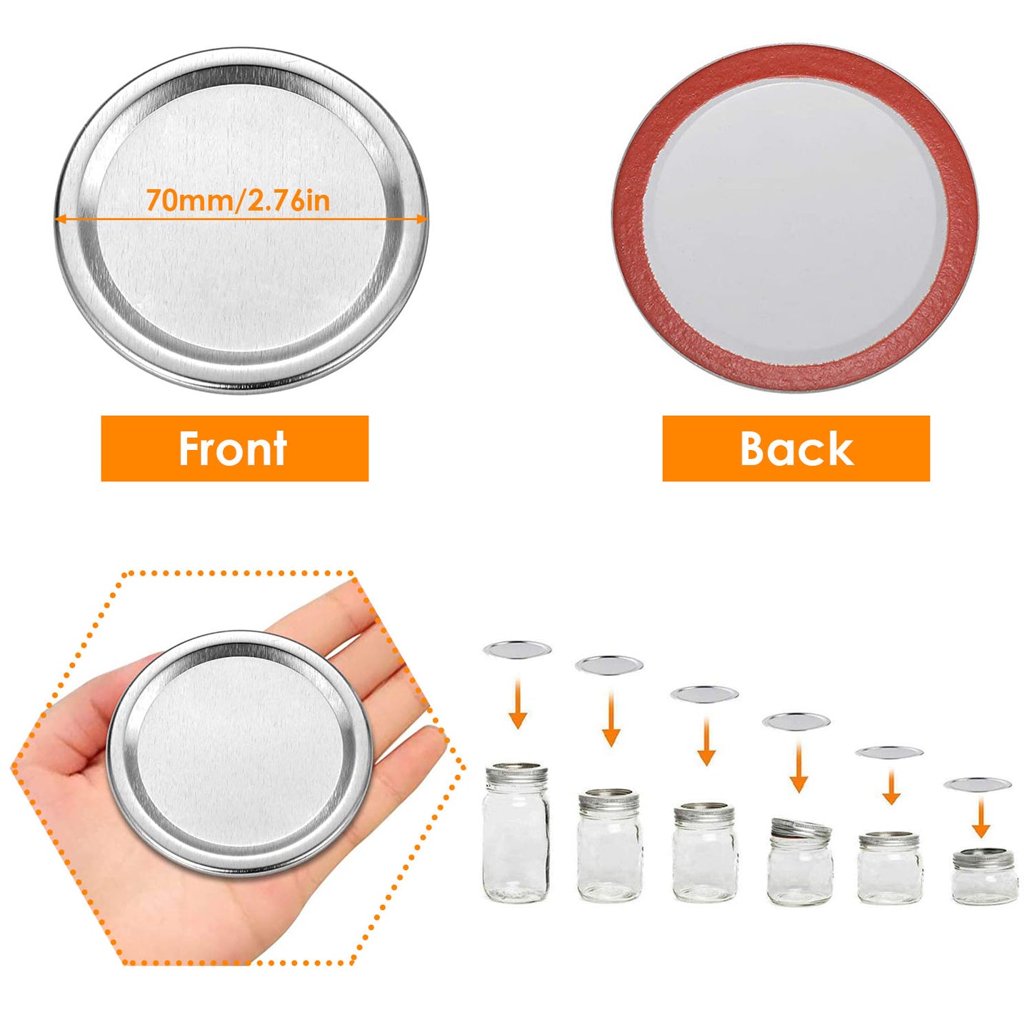 100 Pcs Regular Mouth Canning Lids Airtight Leak-Proof Secure Jar Lids For Mason Jars Split-Type Jar