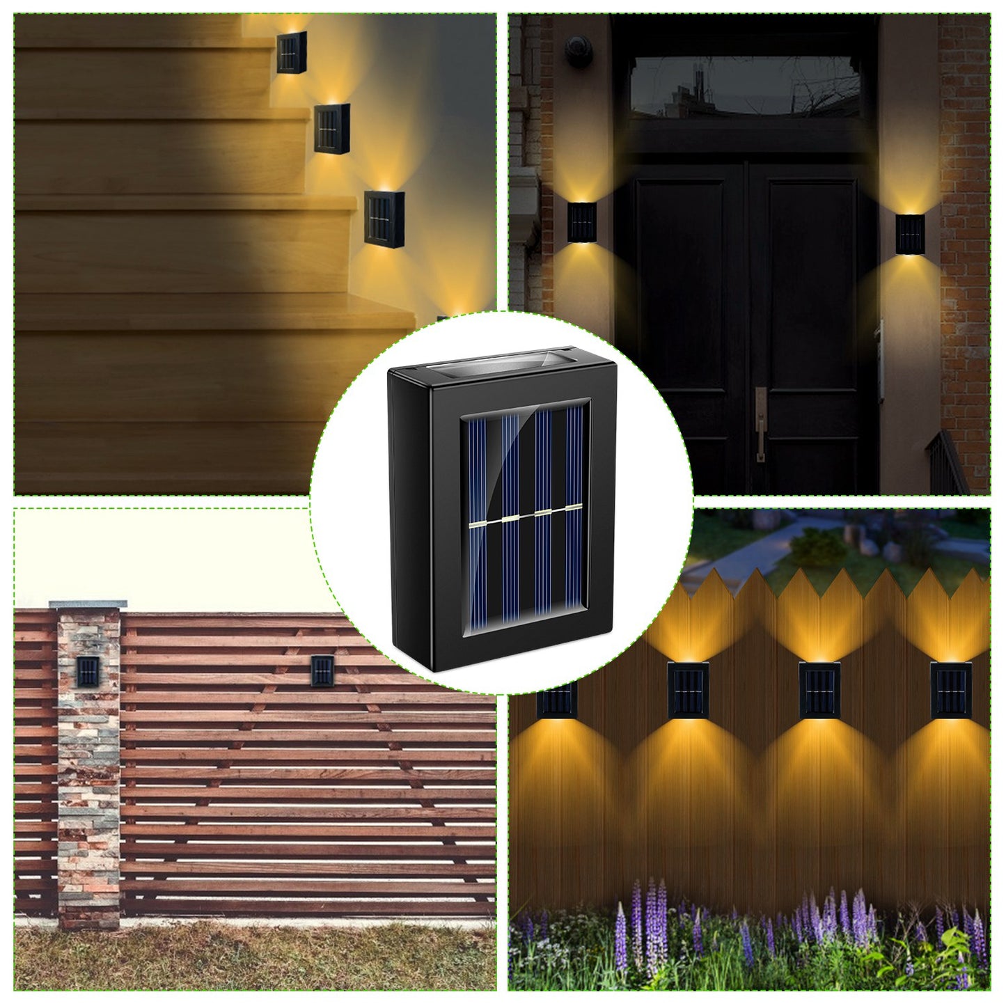 2Pcs Solar Deck Lights Outdoor 2LED Beads Waterproof Sensor Fence Stair Lamps For Patio Landscape Yard White Lighting Color