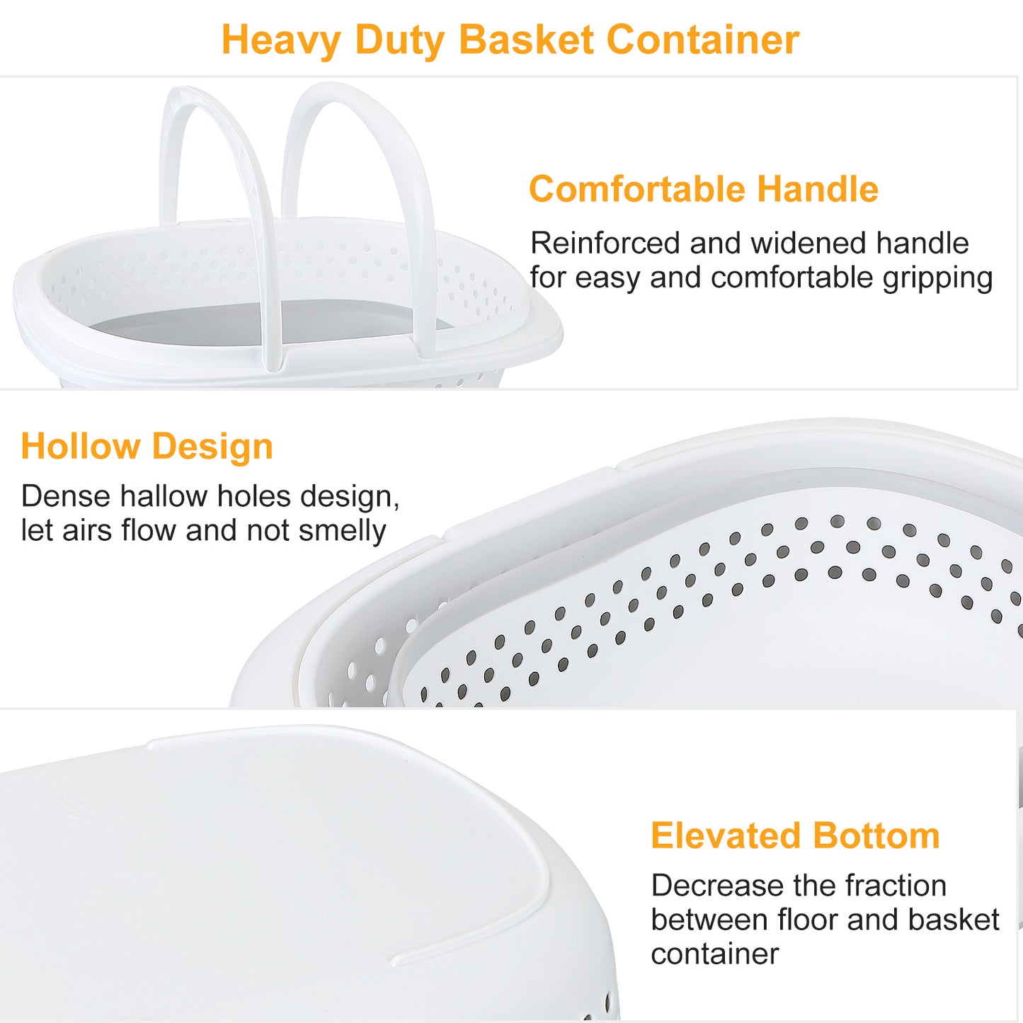 Collapsible Laundry Basket Space Saving Pop Up Cloth Bin Folding Storage Container Organizer Hamper Basket w/ Comfort Handle