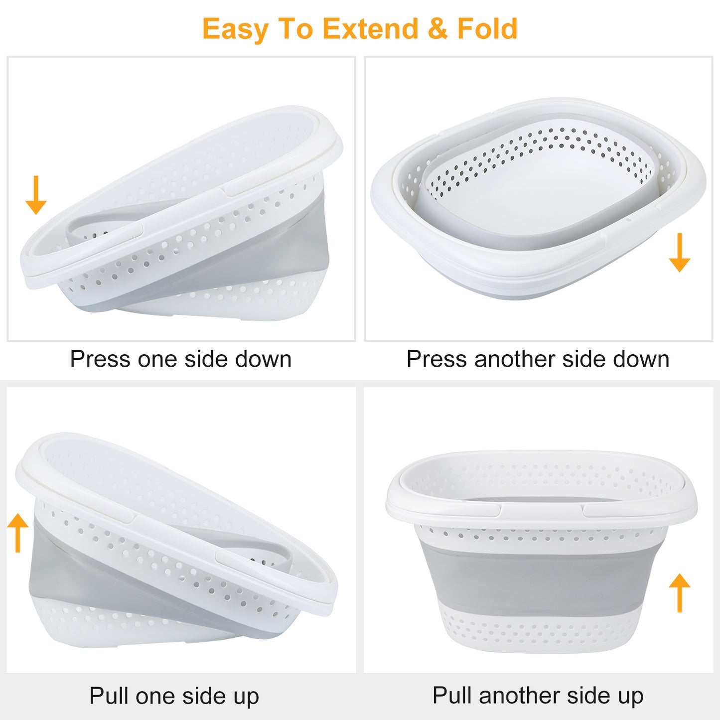 Collapsible Laundry Basket Space Saving Pop Up Cloth Bin Folding Storage Container Organizer Hamper Basket w/ Comfort Handle