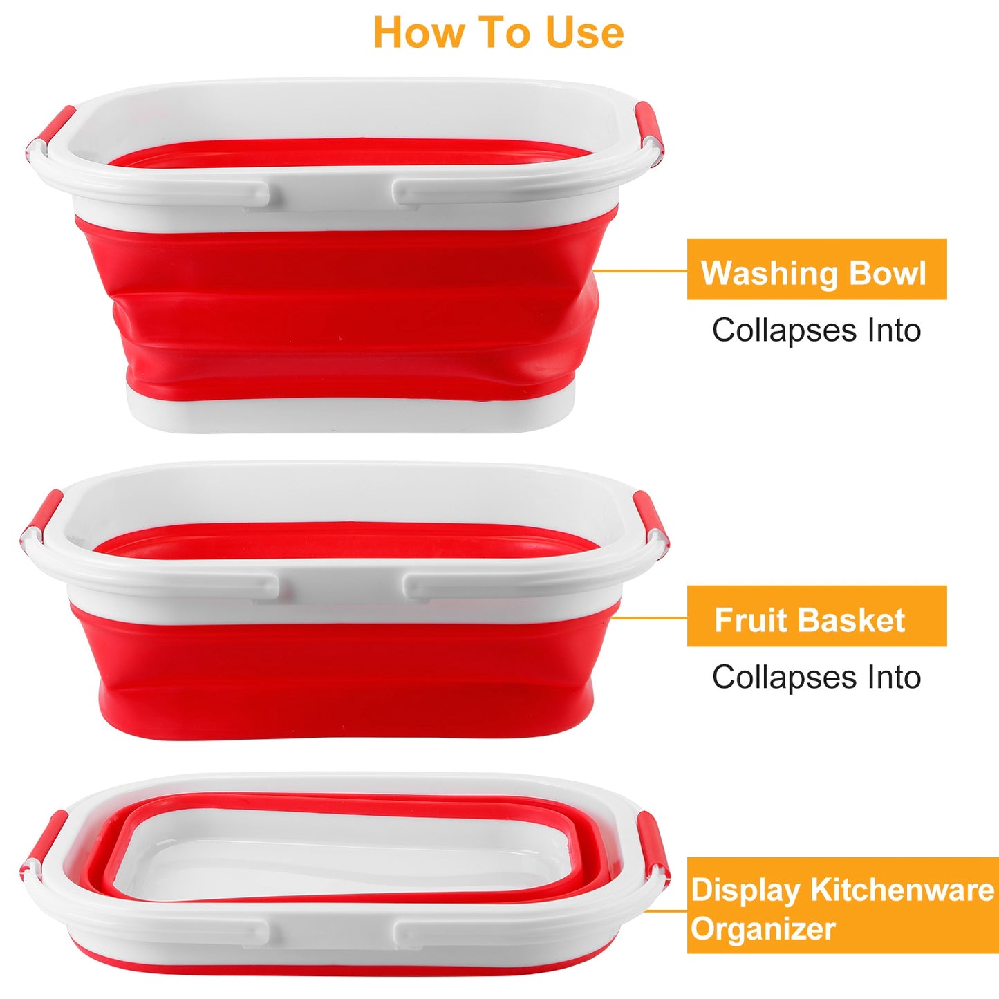 Collapsible Fruit Basket 10L Vegetable Sink Storage Basin Tub Space Saving Ice Beverage Storage Bucket