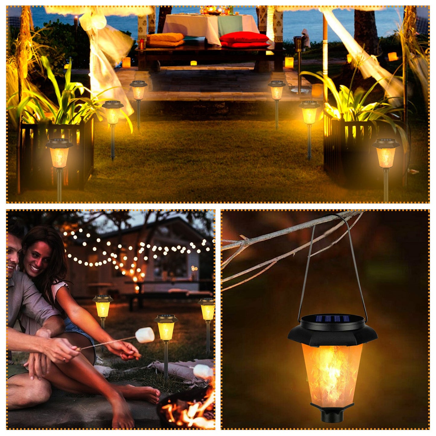 2Pcs Solar Flame Torch Light IP65 Waterproof Flickering Flame Stake Lamp Decorative Landscape Lamp For Garden Path Yard