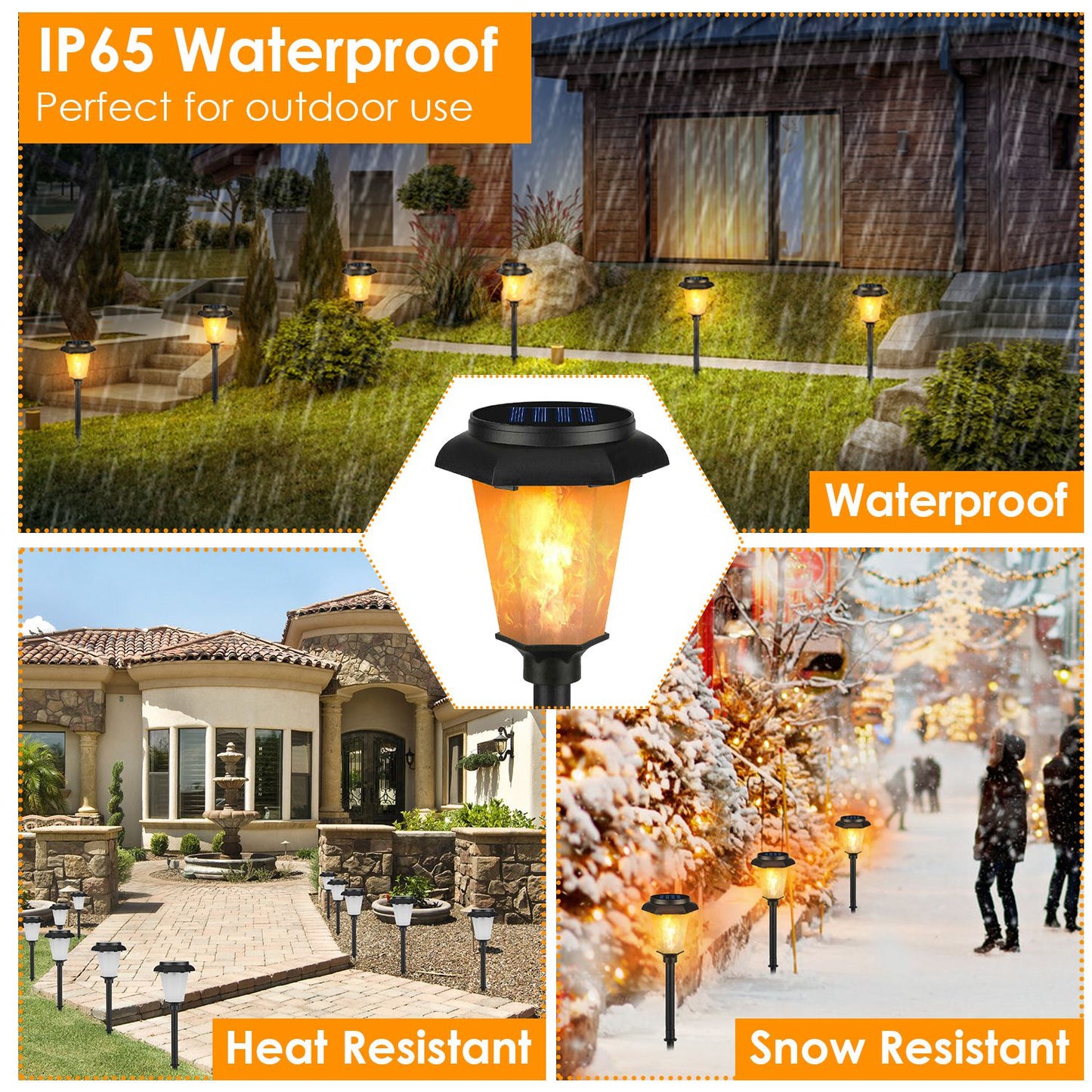 2Pcs Solar Flame Torch Light IP65 Waterproof Flickering Flame Stake Lamp Decorative Landscape Lamp For Garden Path Yard