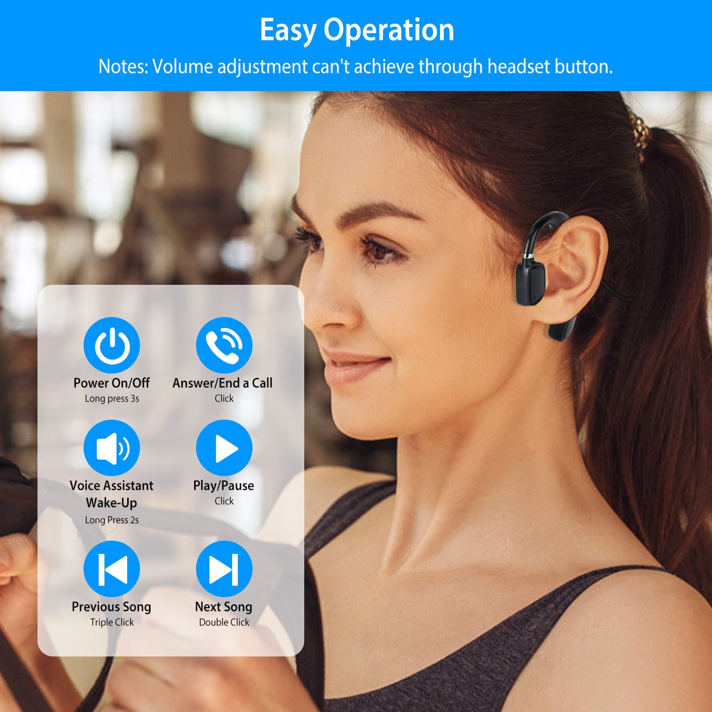 Wireless V5.1 Bone Conduction Earphones Open-Ear Wireless Headsets Music Sport Wireless Open Hook Earphone w/ Sensitive Mic