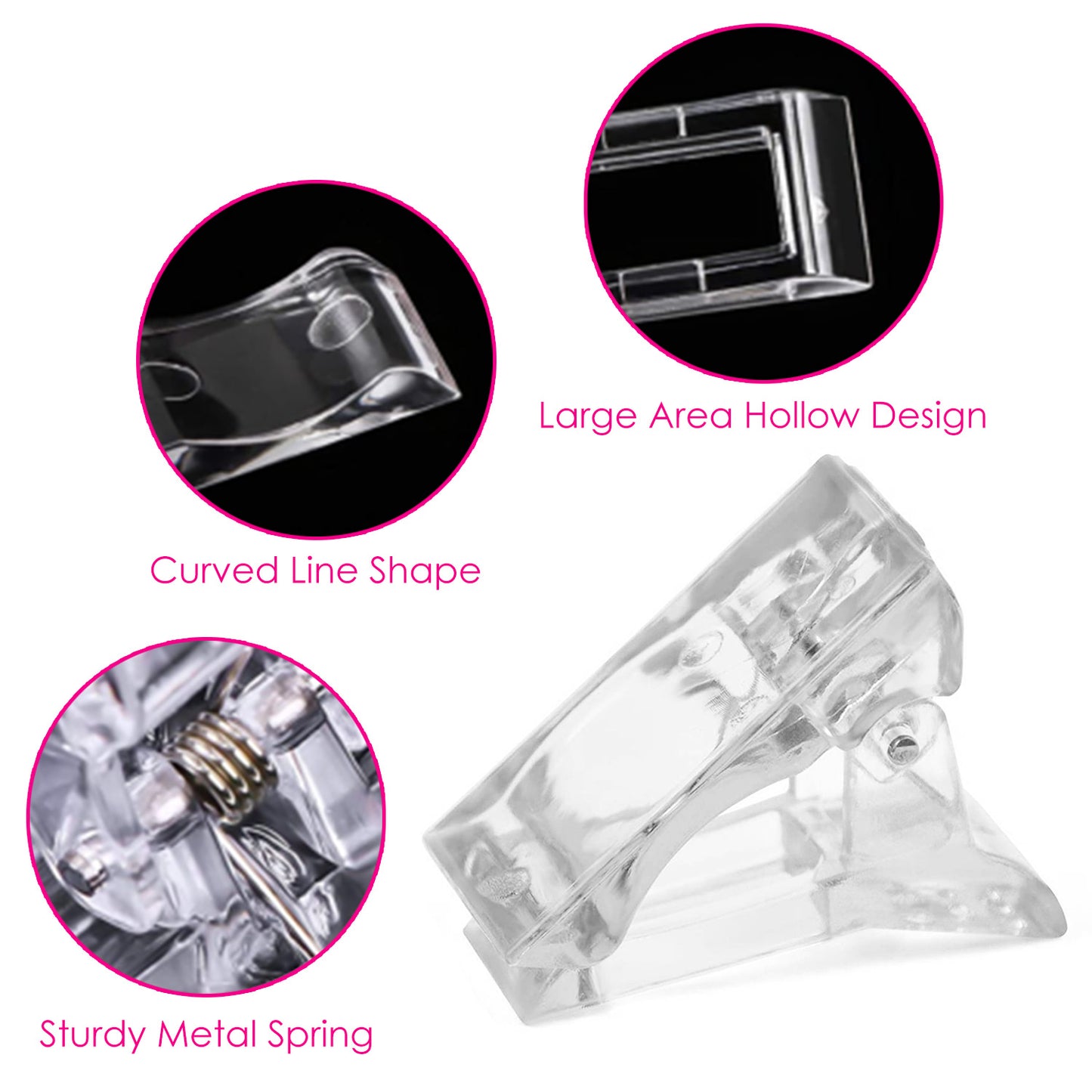 20Pcs Nail Tip Clips Quick Building Poly Gel UV LED Builder DIY Transparent Finger Tip Extension Tool