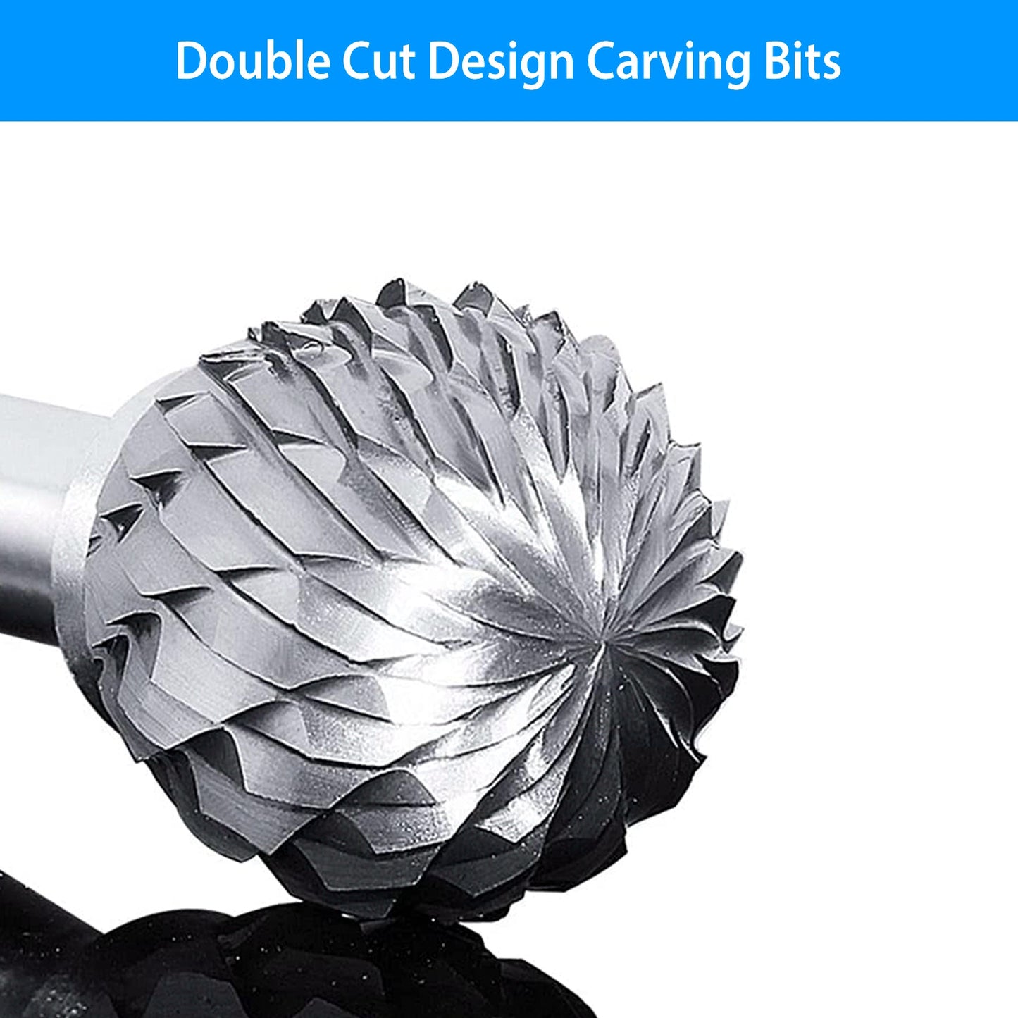 10Pcs Double Cut Carbide Rotary Die Grinder Bit Set 1/8in Shank 1/4in Head Fit for Dremel Grinder Drill DIY Wood Working Carving Metal