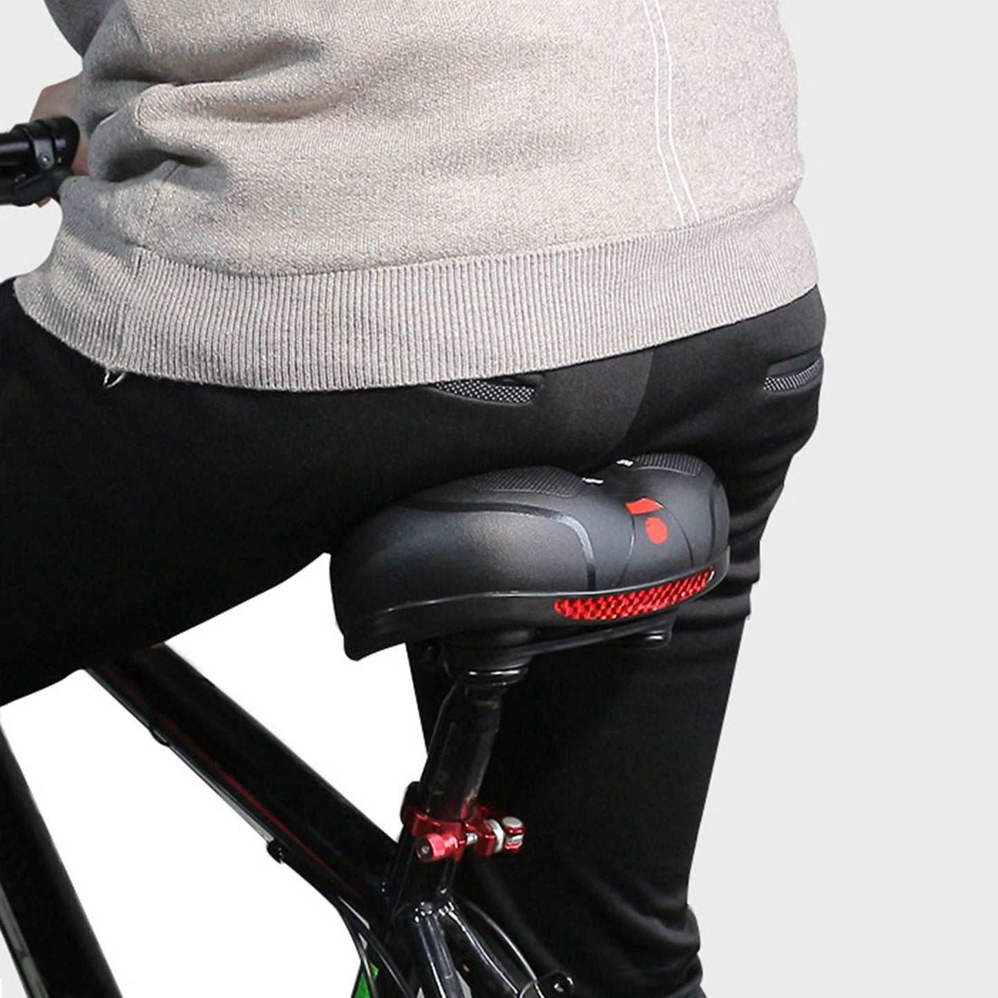 Comfortable Bike Seat Water Resistant MTB Bicycle Padded Saddle Replacement Wide Bicycle Saddle w/ Hollow Design Reflective Stripe
