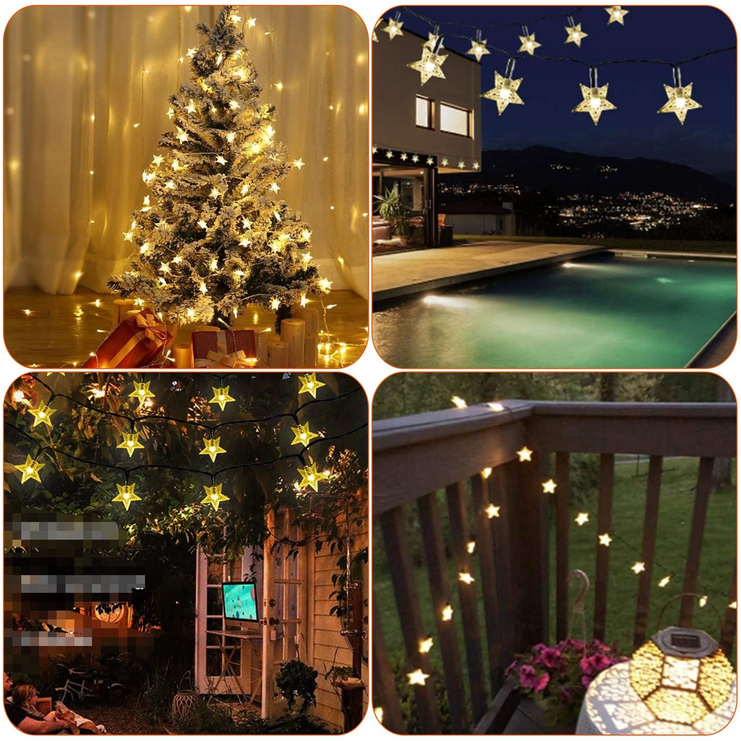 2Pcs Solar Powered String Lights 39.3FT 100LED Beads Fairy Star Lights IP65 Waterproof Decorative Garden Party Christmas Tree Stake Lamps