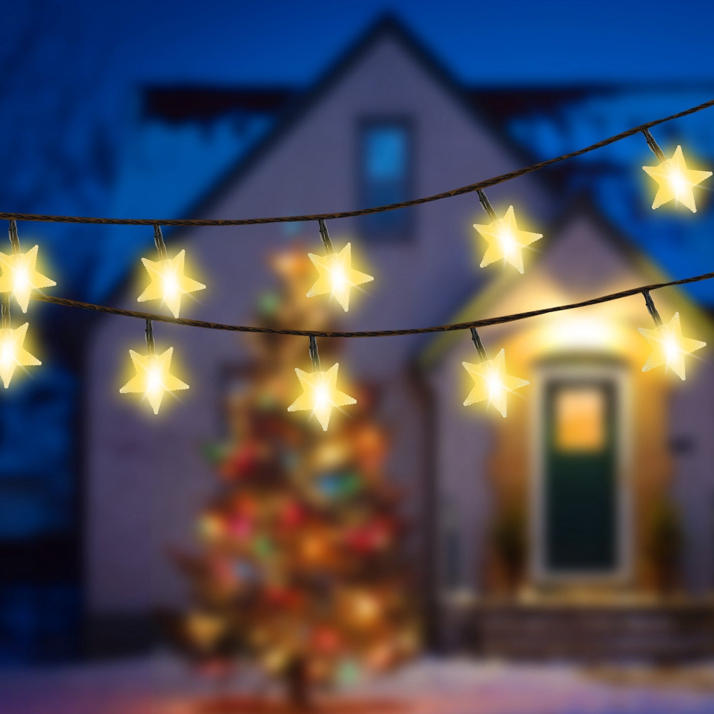 2Pcs Solar Powered String Lights 39.3FT 100LED Beads Fairy Star Lights IP65 Waterproof Decorative Garden Party Christmas Tree Stake Lamps
