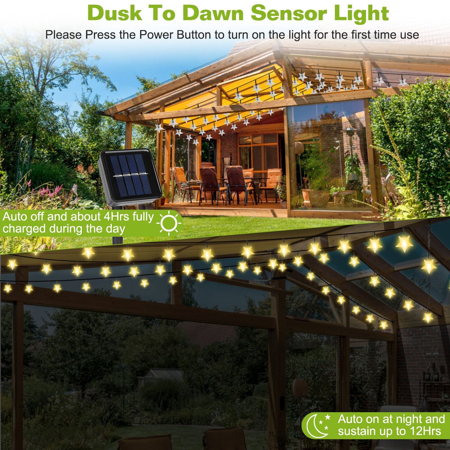 2Pcs Solar Powered String Lights 39.3FT 100LED Beads Fairy Star Lights IP65 Waterproof Decorative Garden Party Christmas Tree Stake Lamps