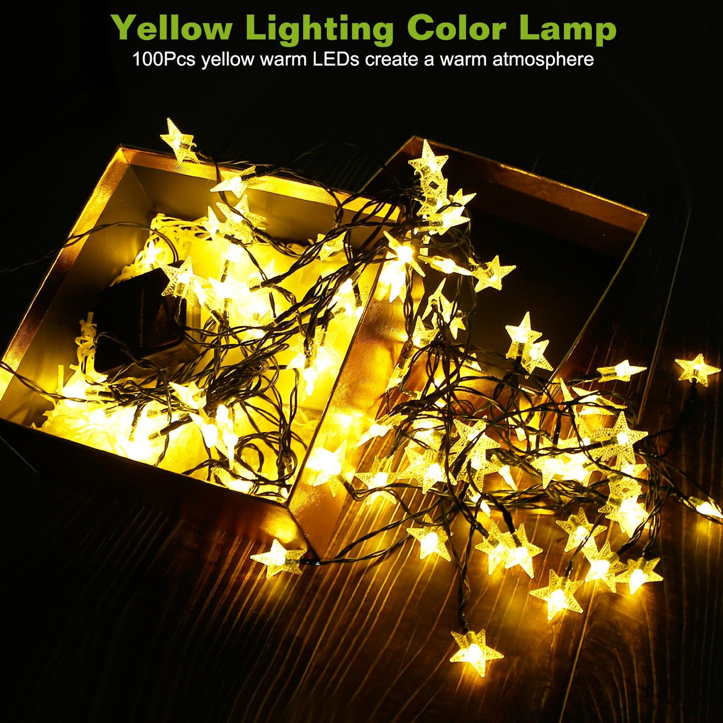 2Pcs Solar Powered String Lights 39.3FT 100LED Beads Fairy Star Lights IP65 Waterproof Decorative Garden Party Christmas Tree Stake Lamps
