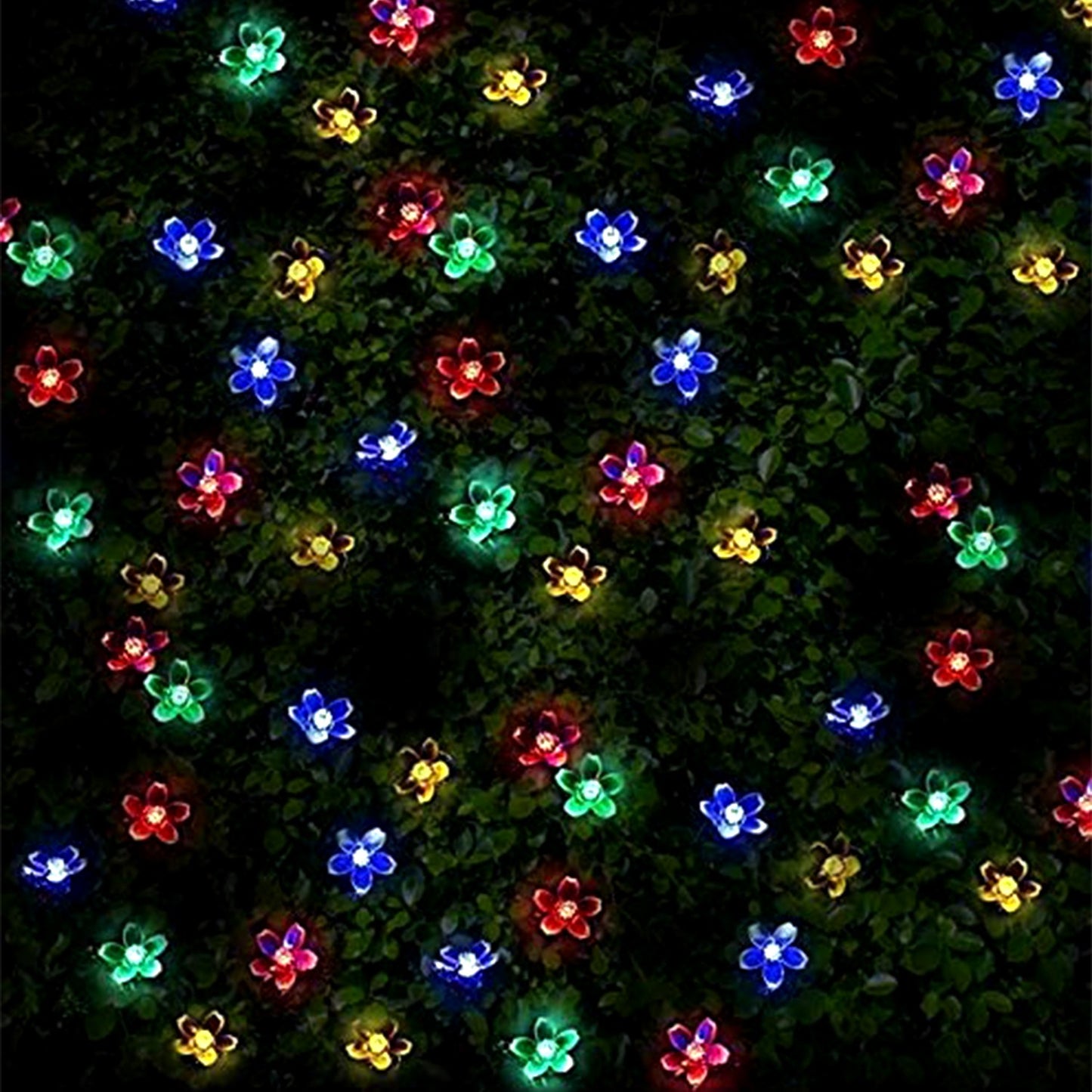 2Pcs Solar Powered String Lights 50LED Beads Fairy Sakura Flower Blossom Lights IP65 Waterproof Colorful Decorative Party Christmas