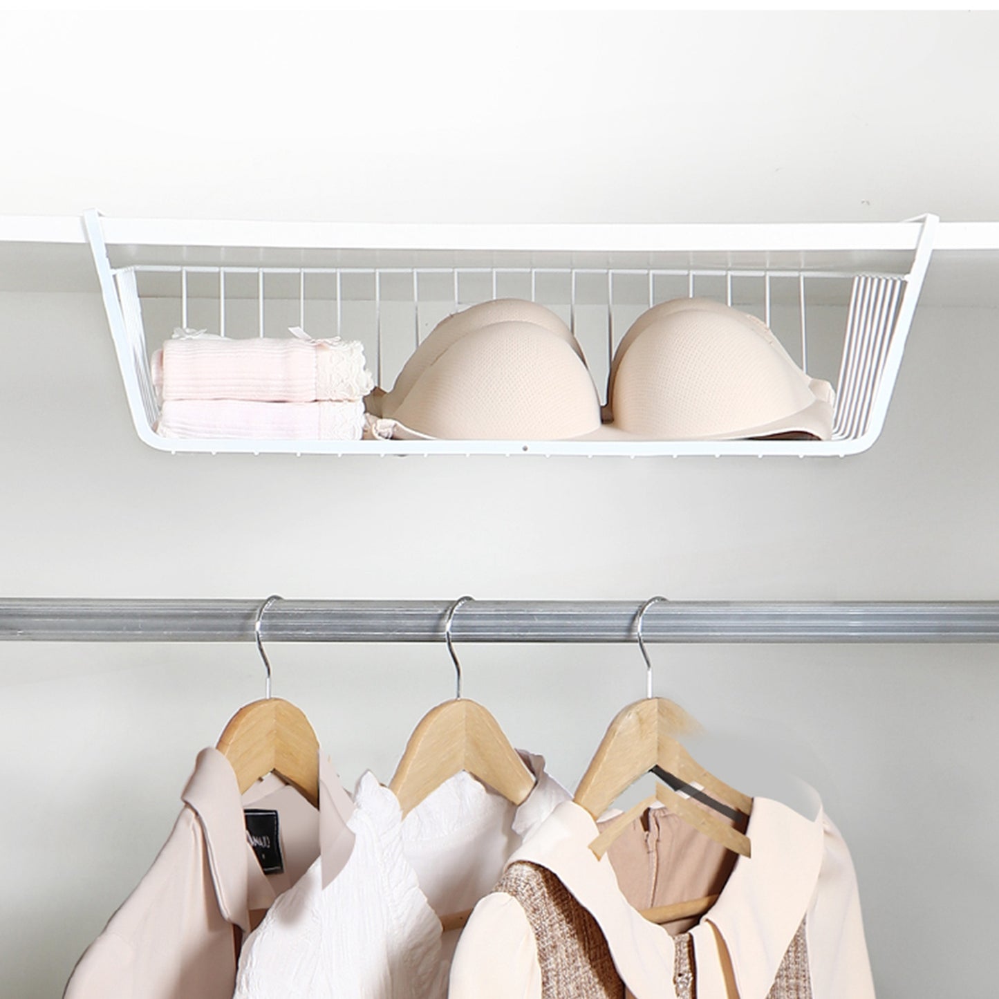 2Pcs Hanging Under Shelf Storage Basket Vertical Wire Storage Rack Kitchen Cabinet Organizer For Food Storage Dish Towel Kitchen Pantry