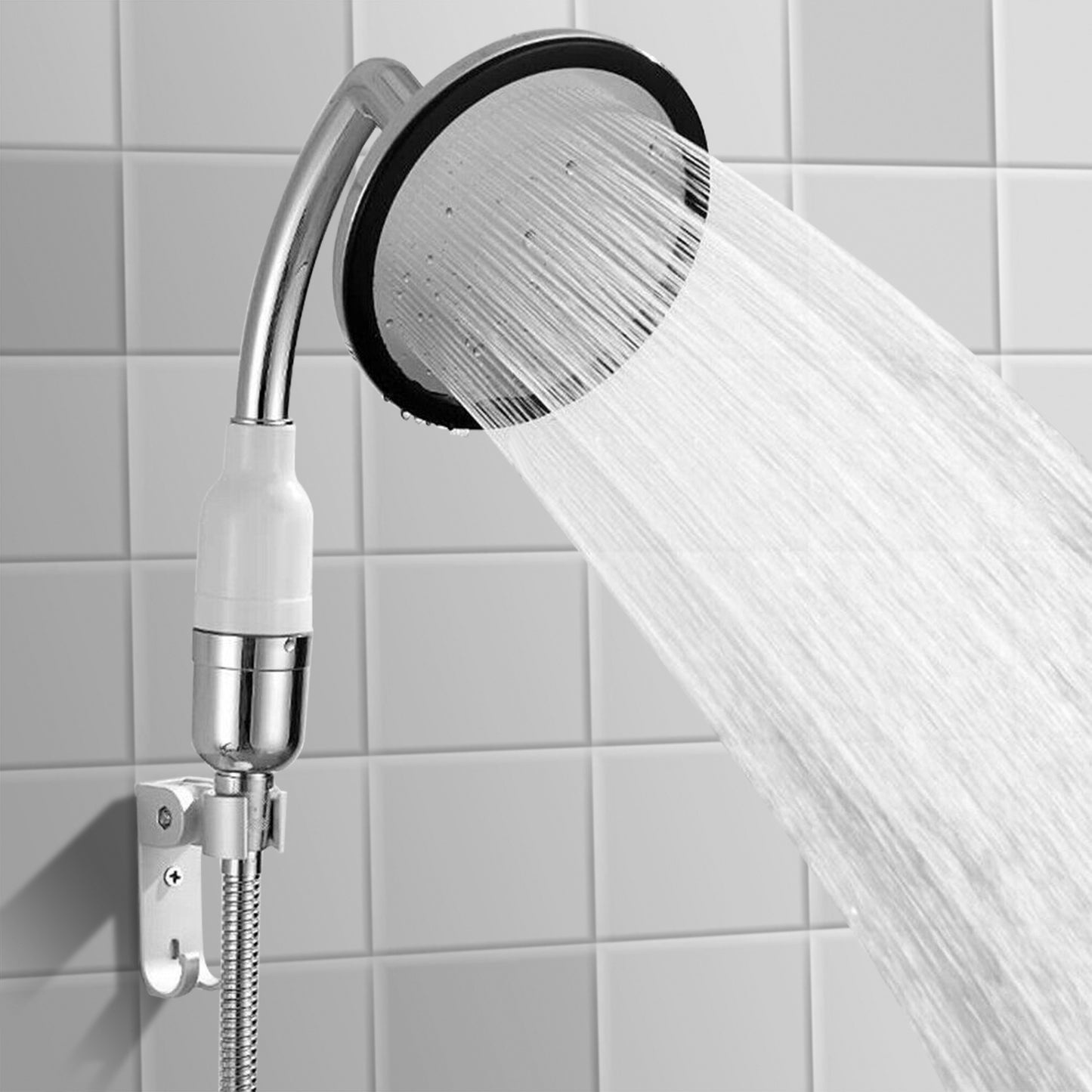 5.5In High Pressure Shower Head Stainless Steel Powerful Energy Bath Heads Water Saving 360° Rotating Round Showerhead