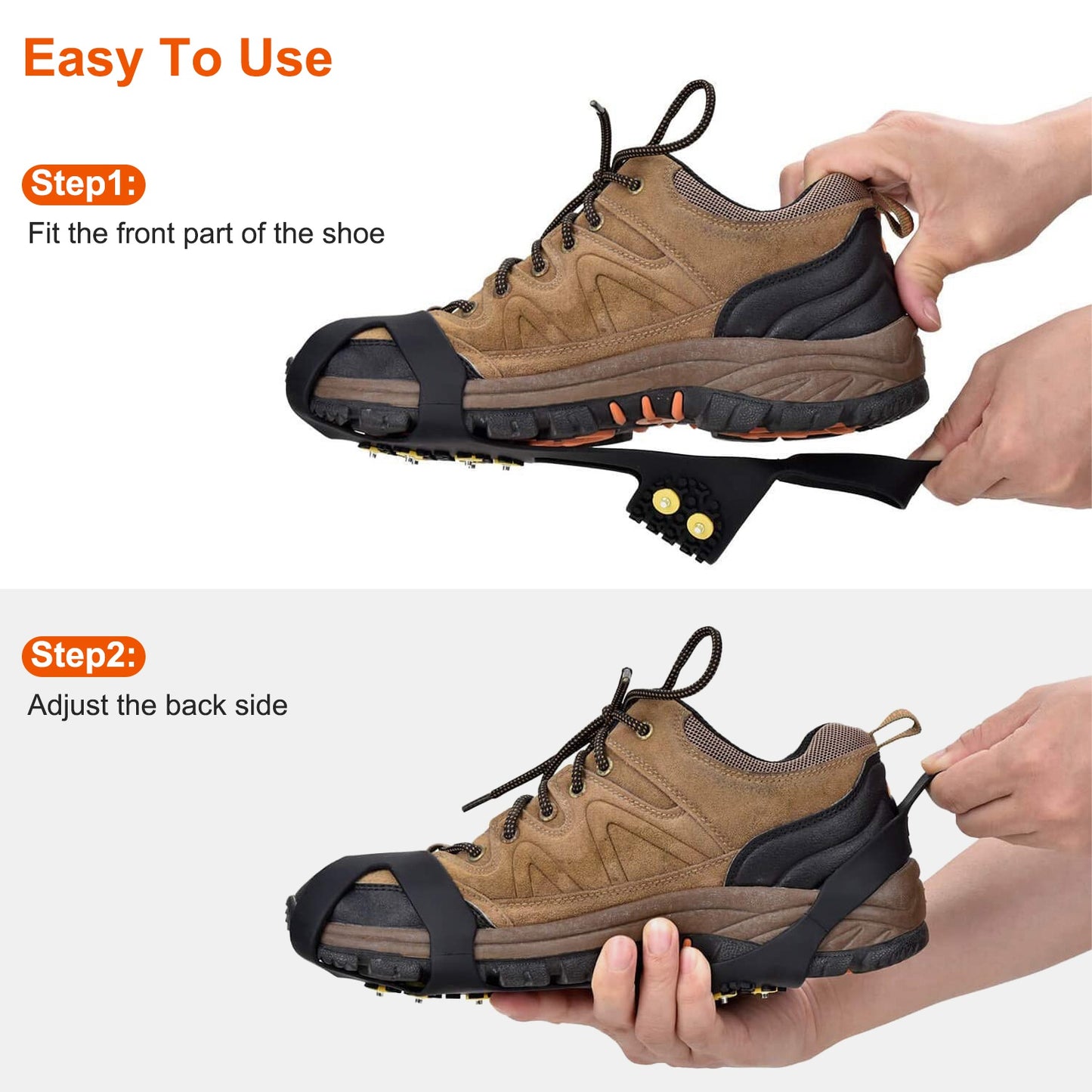Ice Snow Grips Anti Slip Over Shoe Spikes Boot Traction Cleat Portable Ice Grippers Footwear w/ 10 Steel Studs S Size