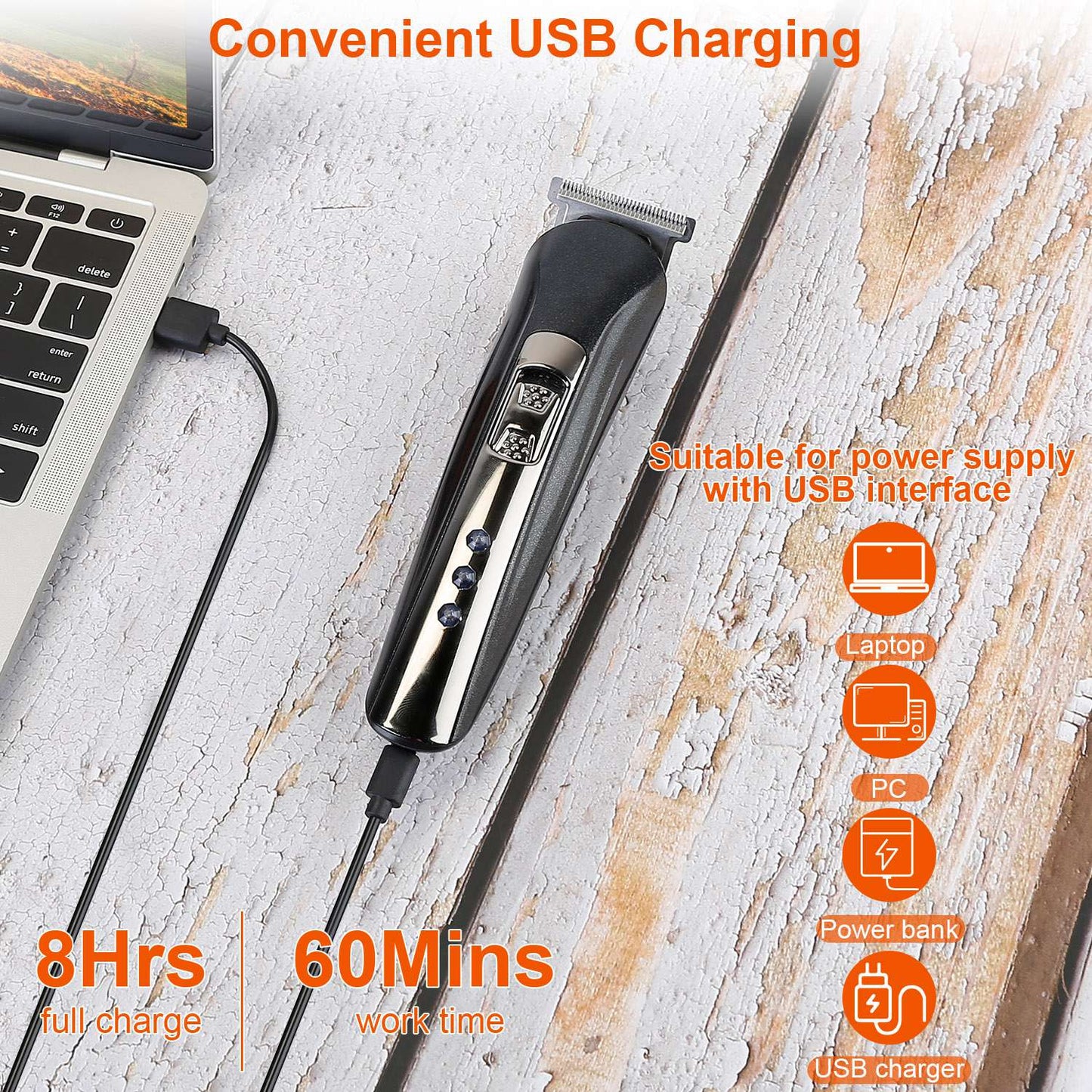 3 in 1 Rechargeable Hair Clipper Cordless Hair Trimmer Shaver Electric Razor Beard Trimmer Nose Hair Trimmer