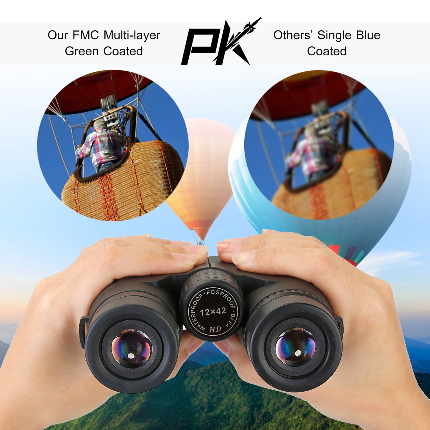 12X Zoom Binoculars with FMC Lens Foldable Telescope for Concert Bird Watching Hunting Sports Events Concerts