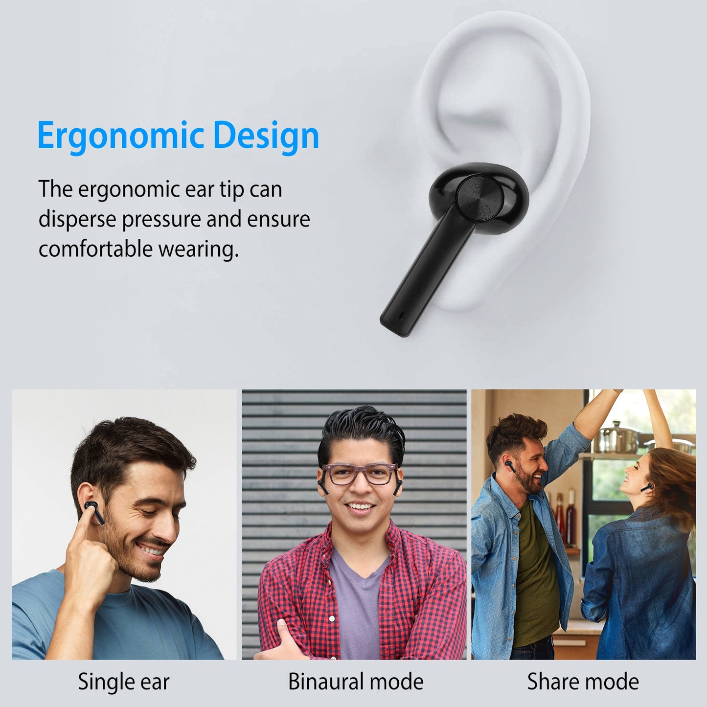 5.0 TWS Wireless Earbuds Touch Control Headphone in-Ear Earphone Headset w/ Charging Case Built-in Mic