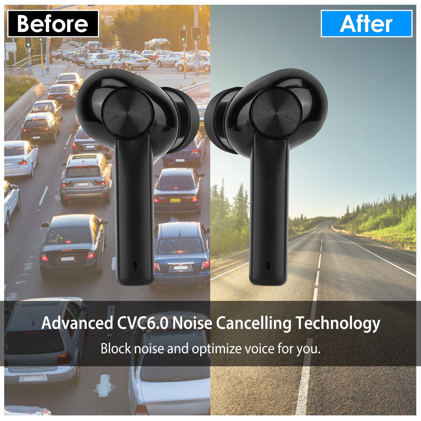 5.0 TWS Wireless Earbuds Touch Control Headphone in-Ear Earphone Headset w/ Charging Case Built-in Mic