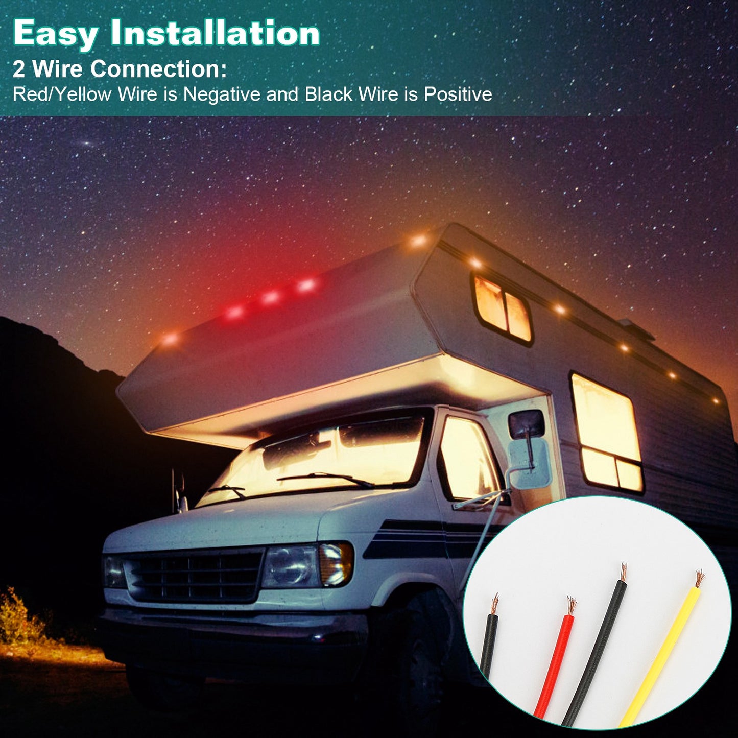 10Pcs LED Car Truck Marker Light 5Pcs Amber 5Pcs Red Trailer RV Marker Lights 2.5" Oval Clearance Marker Lights 9-32V