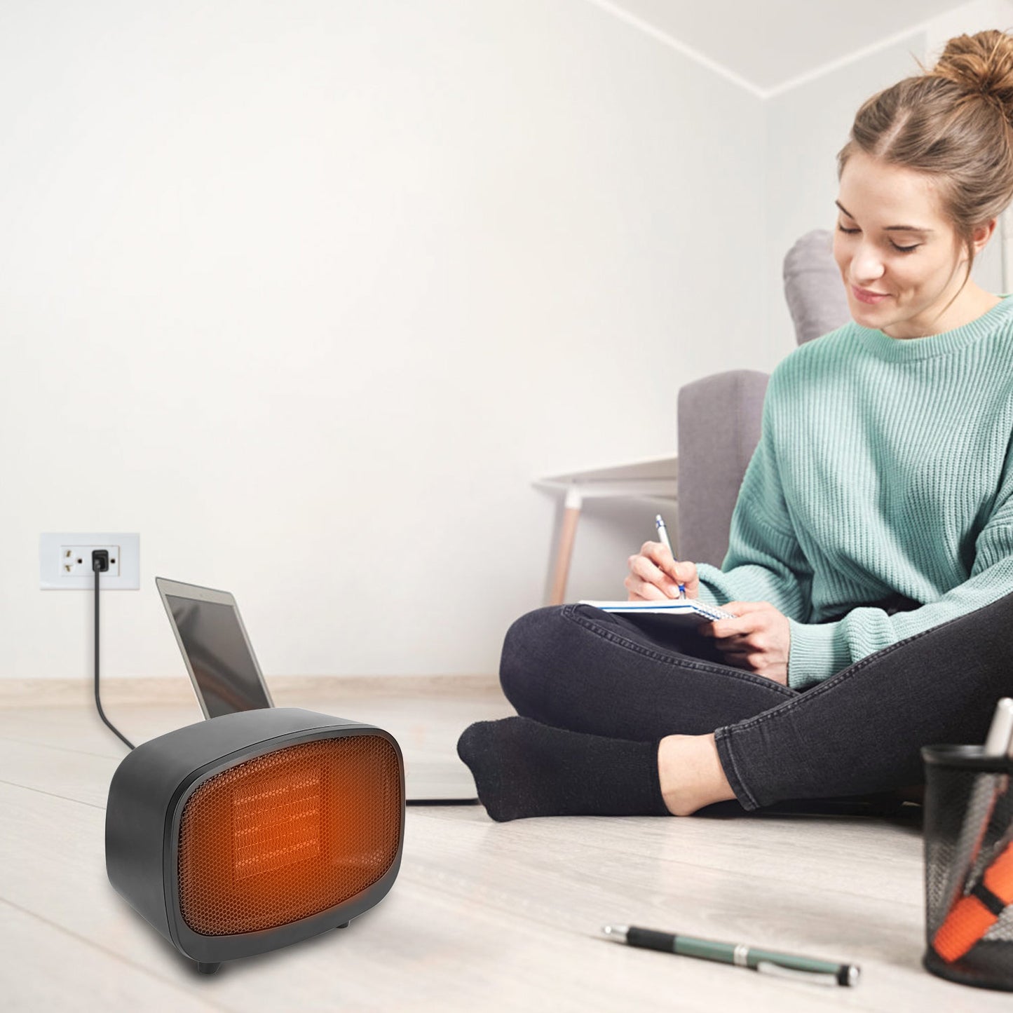 Small Electric Space Heater Portable Mini PTC Ceramic Space Heater Fan w/ Tip-Over and Overheat Protection for Bedroom Office Desk Indoor Us