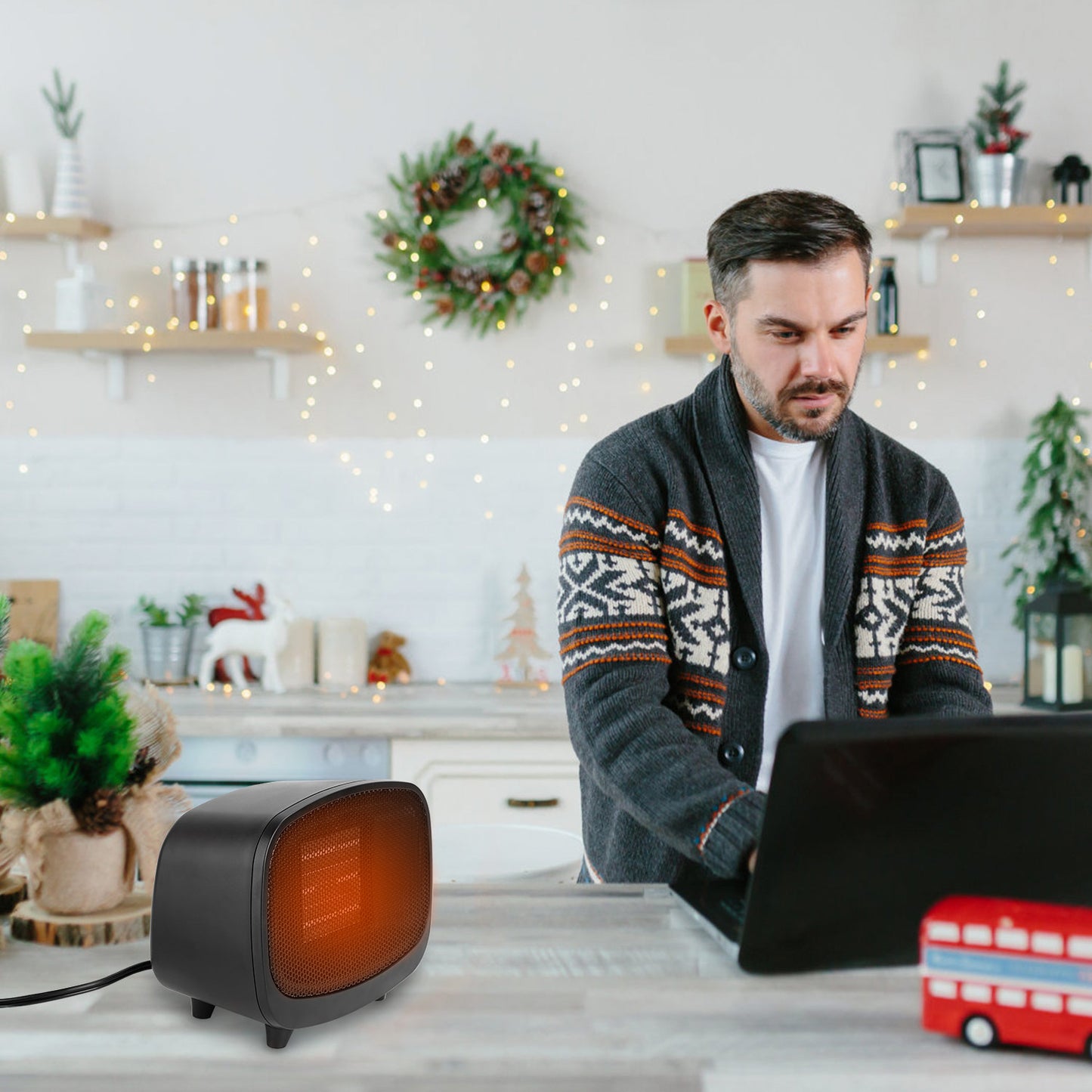 Small Electric Space Heater Portable Mini PTC Ceramic Space Heater Fan w/ Tip-Over and Overheat Protection for Bedroom Office Desk Indoor Us