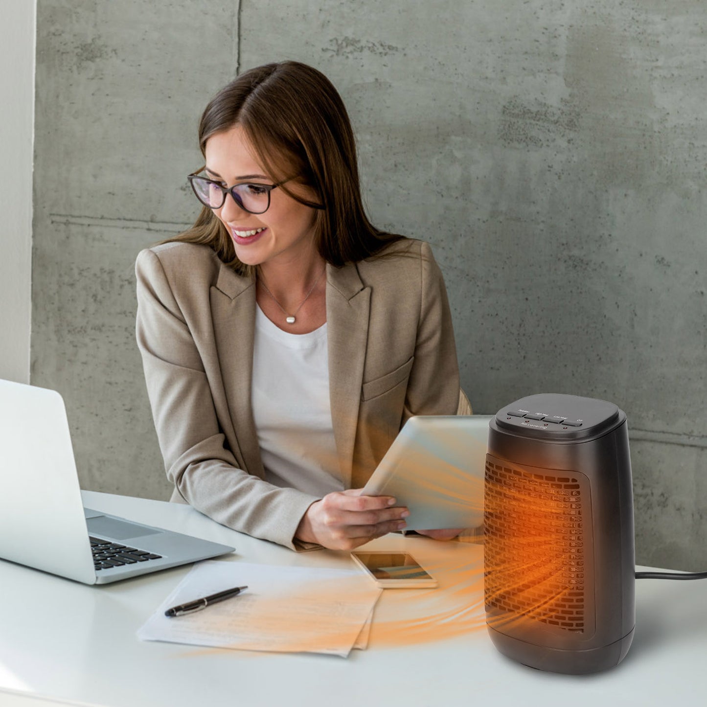 1500W 70° Oscillating Portable Electric Space Heater Personal Fan w/ Tip Over and Overheat Protection Ceramic Heater for Bedroom Office Desk