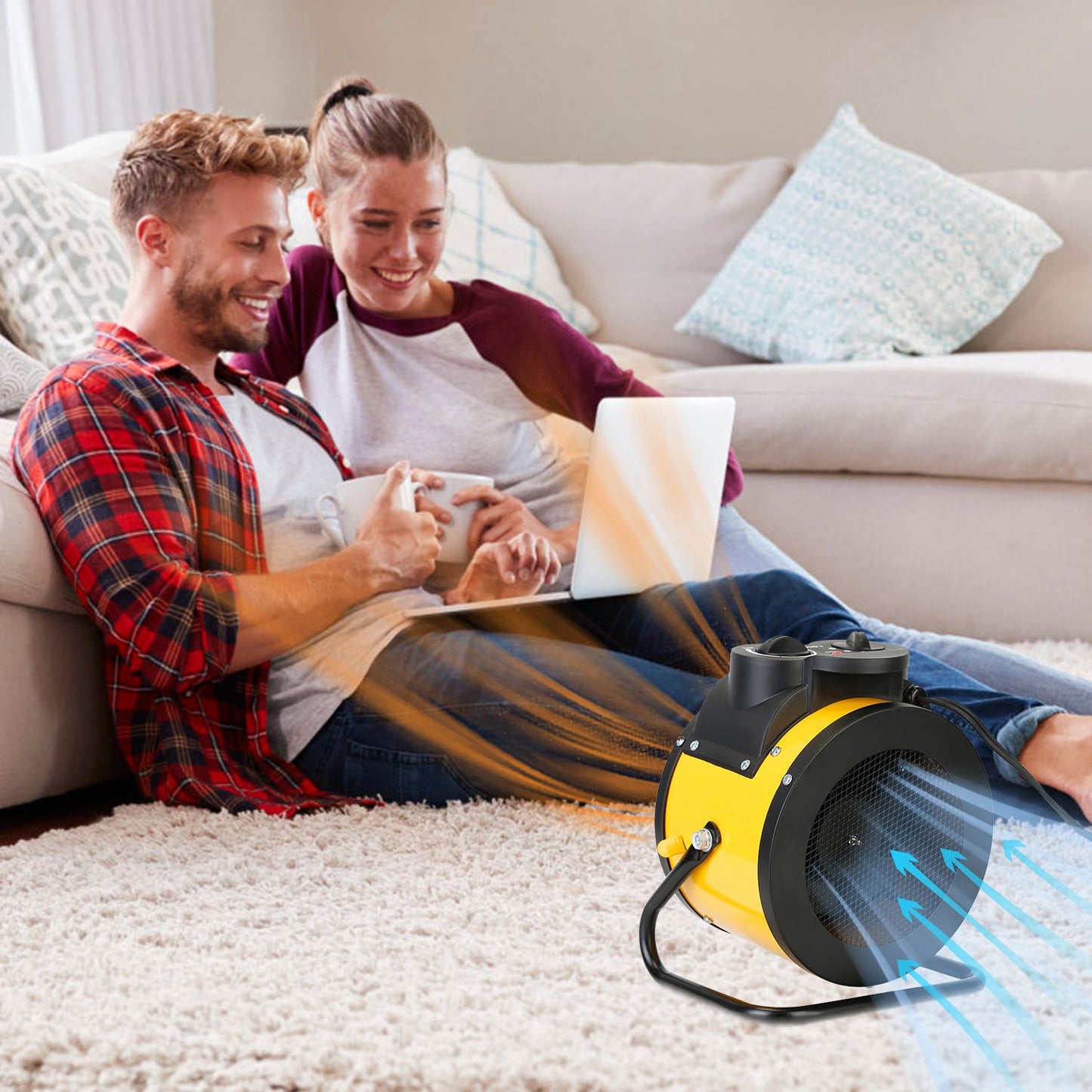 1500W Portable Electric Space Heater Personal Fan w/ Overheat Protection Adjustable Temperature Ceramic Heater for Bedroom Office Desk