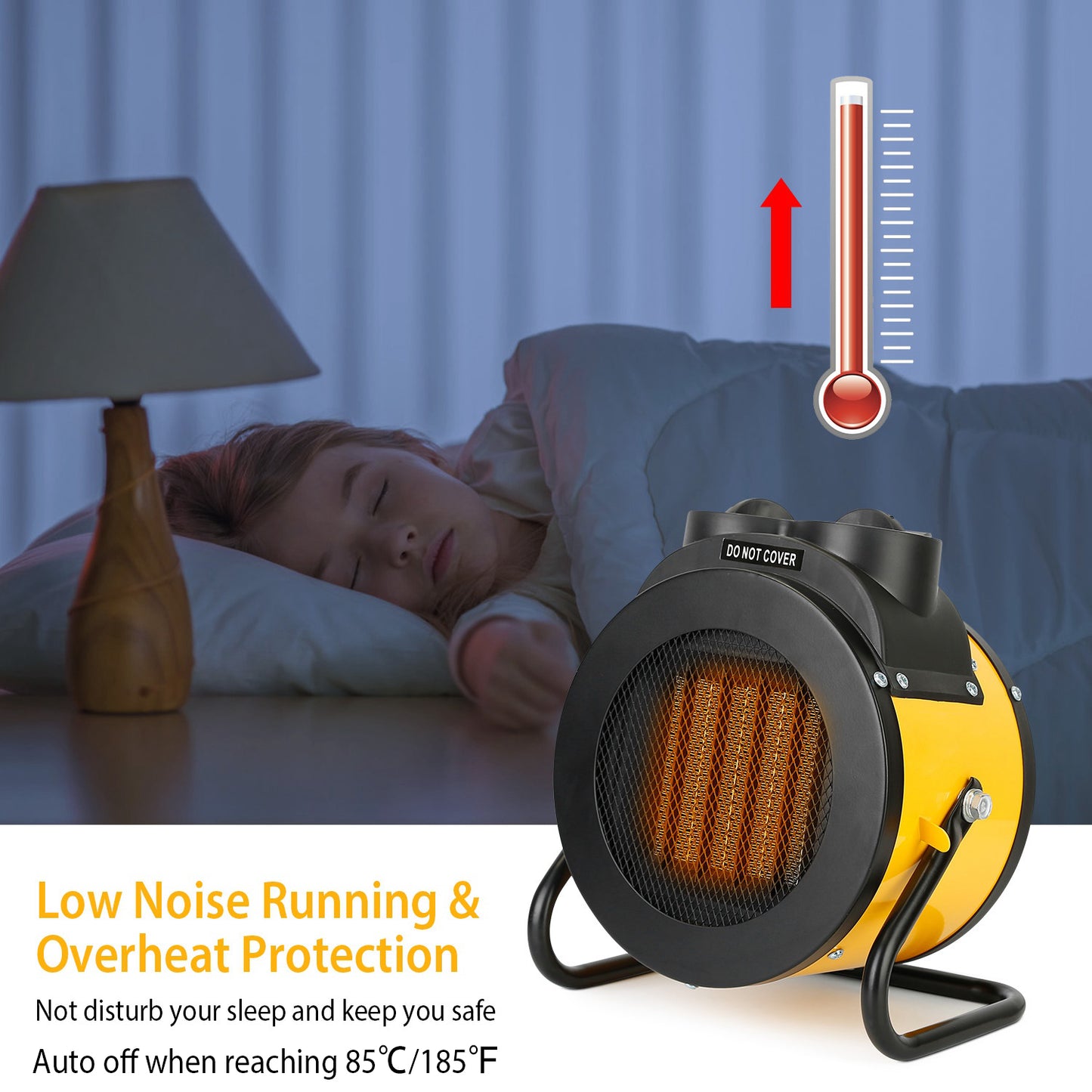 1500W Portable Electric Space Heater Personal Fan w/ Overheat Protection Adjustable Temperature Ceramic Heater for Bedroom Office Desk