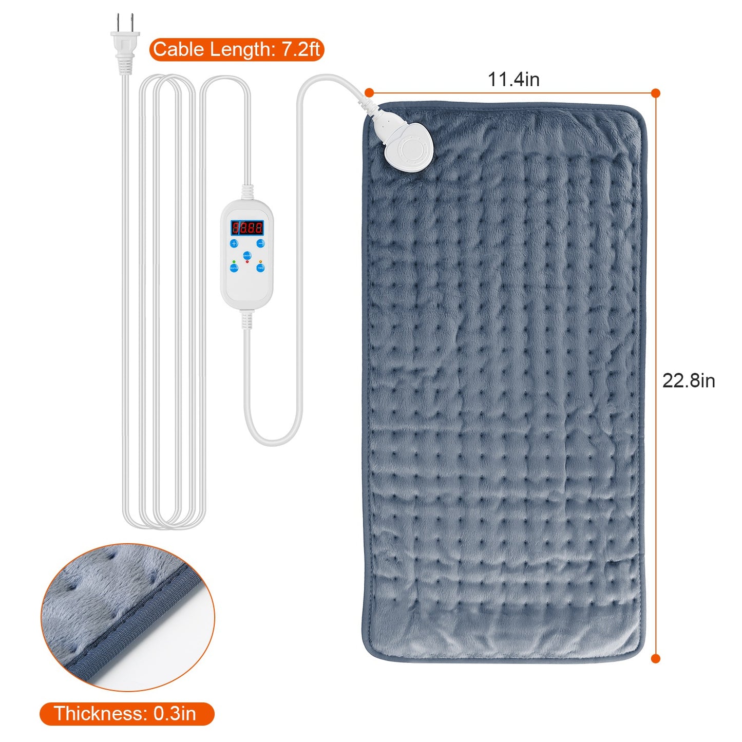 22.8x11.4” Electric Heating Pad for Shoulder Neck Back Spine Legs Feet Pain Relief w/ 9 Temperature Levels 4 Timer Modes