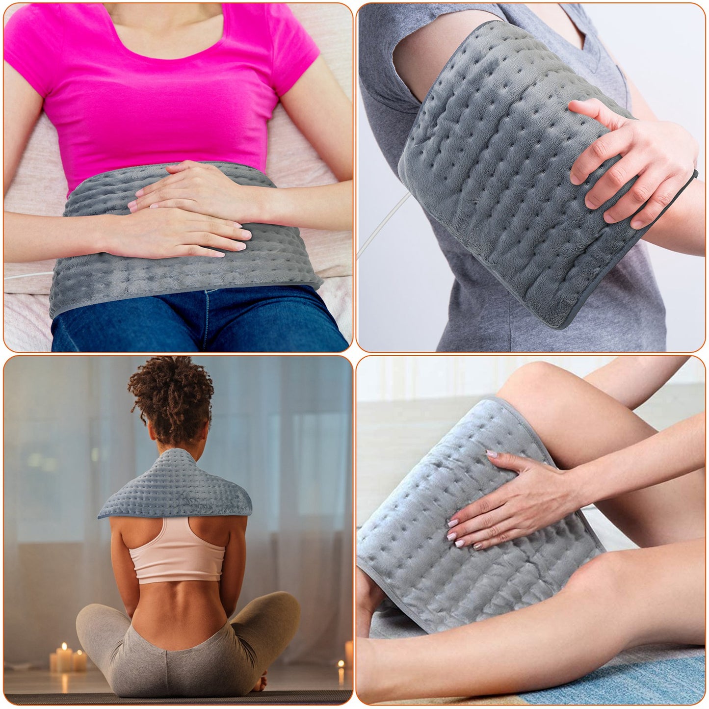 22.8x11.4” Electric Heating Pad for Shoulder Neck Back Spine Legs Feet Pain Relief w/ 9 Temperature Levels 4 Timer Modes