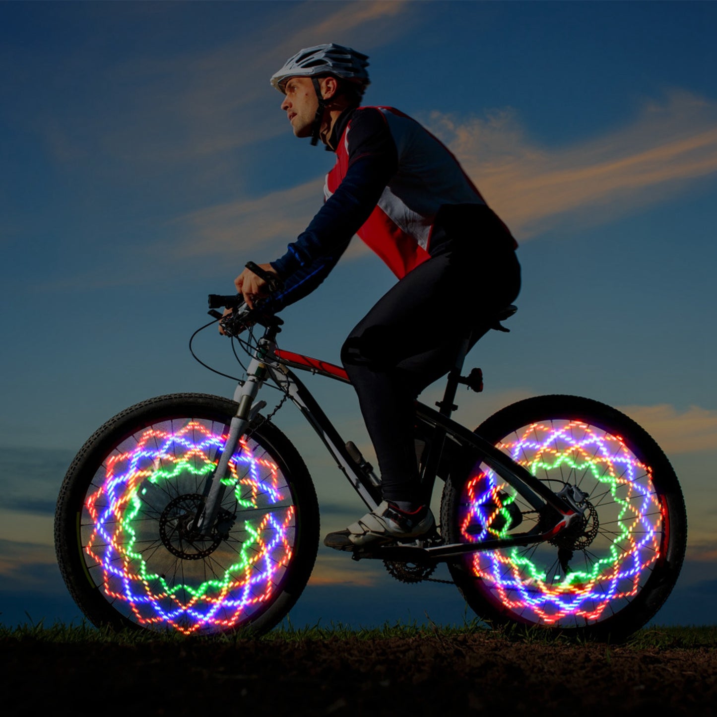 2Pcs 32LEDs Patterns Cycling Lights Rainbow Wheel Tire Flash Lamp Bicycle Colorful LED Wheel Spoke Signal Light w/ 30 Patterns