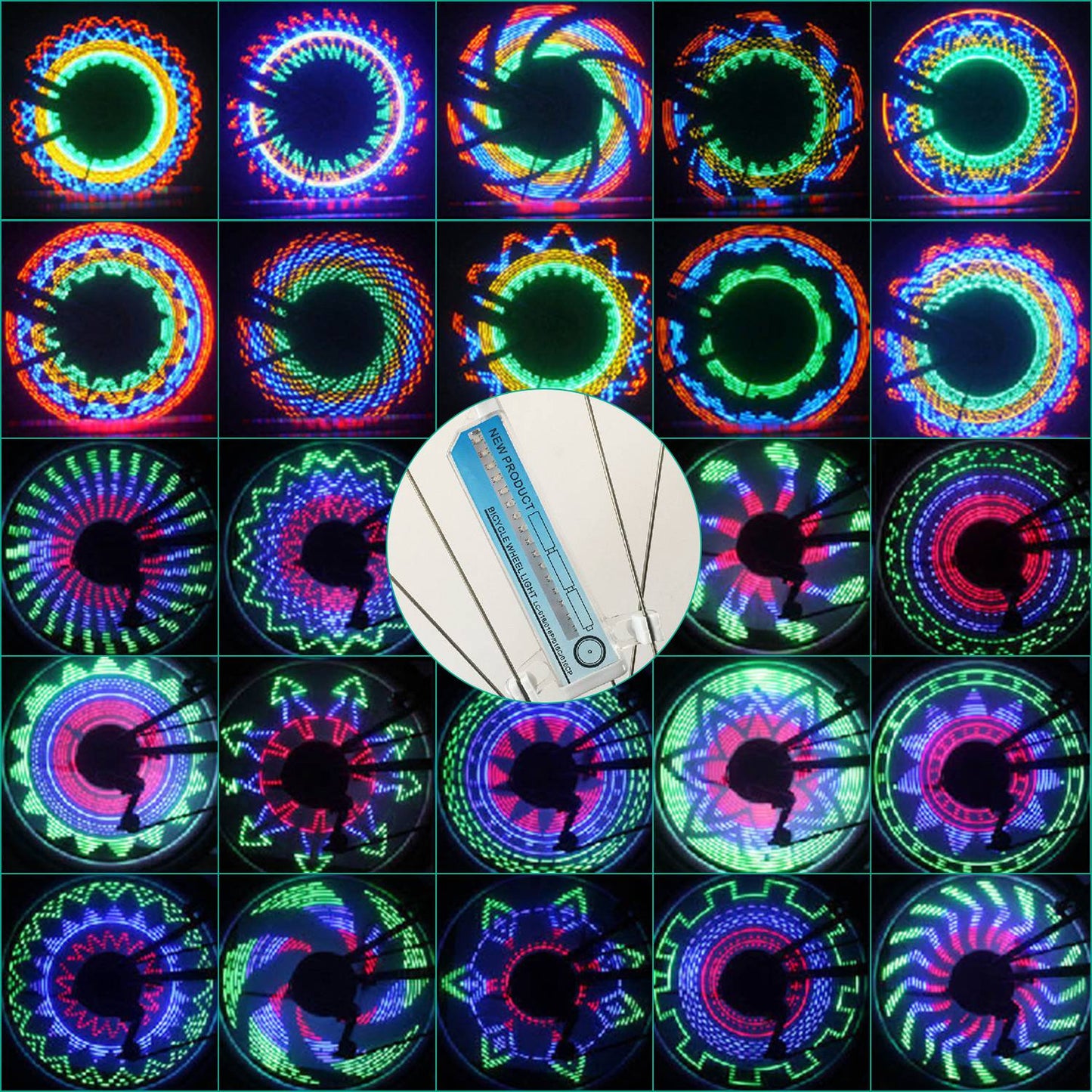 2Pcs 32LEDs Patterns Cycling Lights Rainbow Wheel Tire Flash Lamp Bicycle Colorful LED Wheel Spoke Signal Light w/ 30 Patterns