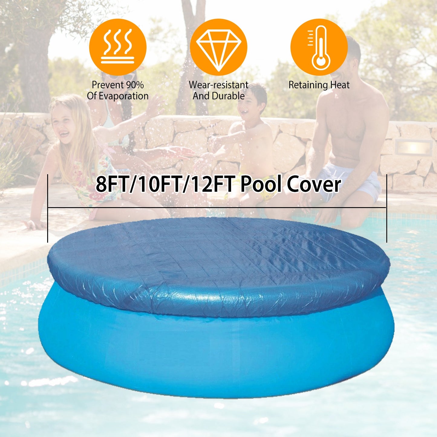 10ft Swimming Pool Cover Protector Dustproof Waterproof Paddling Pool Cover