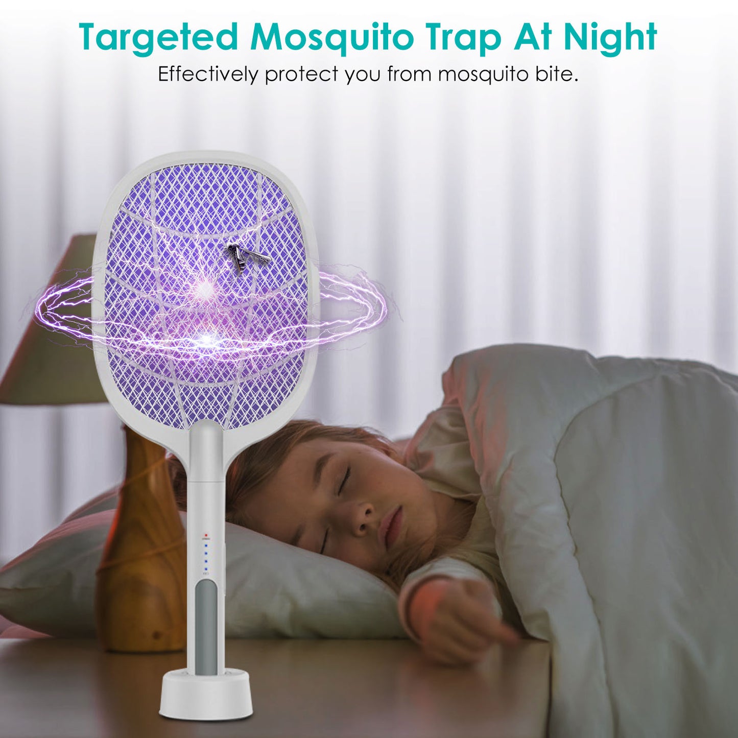 2 in 1 Electric Rechargeable Bug Zapper Mosquito Insect Killer Fly Swatter Mosquito Zapper Racket Mosquito Trap Catcher