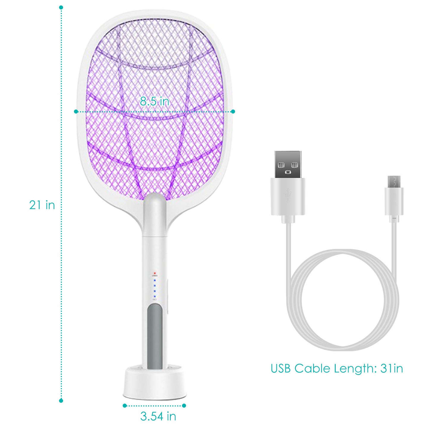 2 in 1 Electric Rechargeable Bug Zapper Mosquito Insect Killer Fly Swatter Mosquito Zapper Racket Mosquito Trap Catcher
