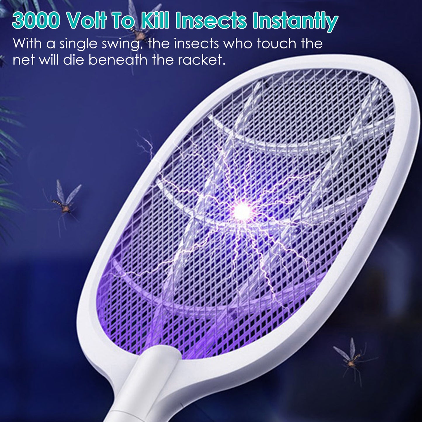 2 in 1 Electric Rechargeable Bug Zapper Mosquito Insect Killer Fly Swatter Mosquito Zapper Racket Mosquito Trap Catcher