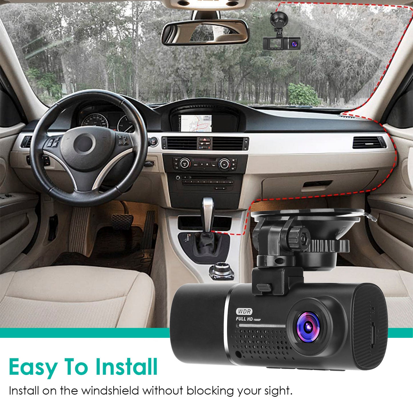 Dual Lens Car DVR Dash Cam Video Recorder 1080P Front Inside Camera G-sensor Motion Detection Night Vision Driving Vehicle Recorder