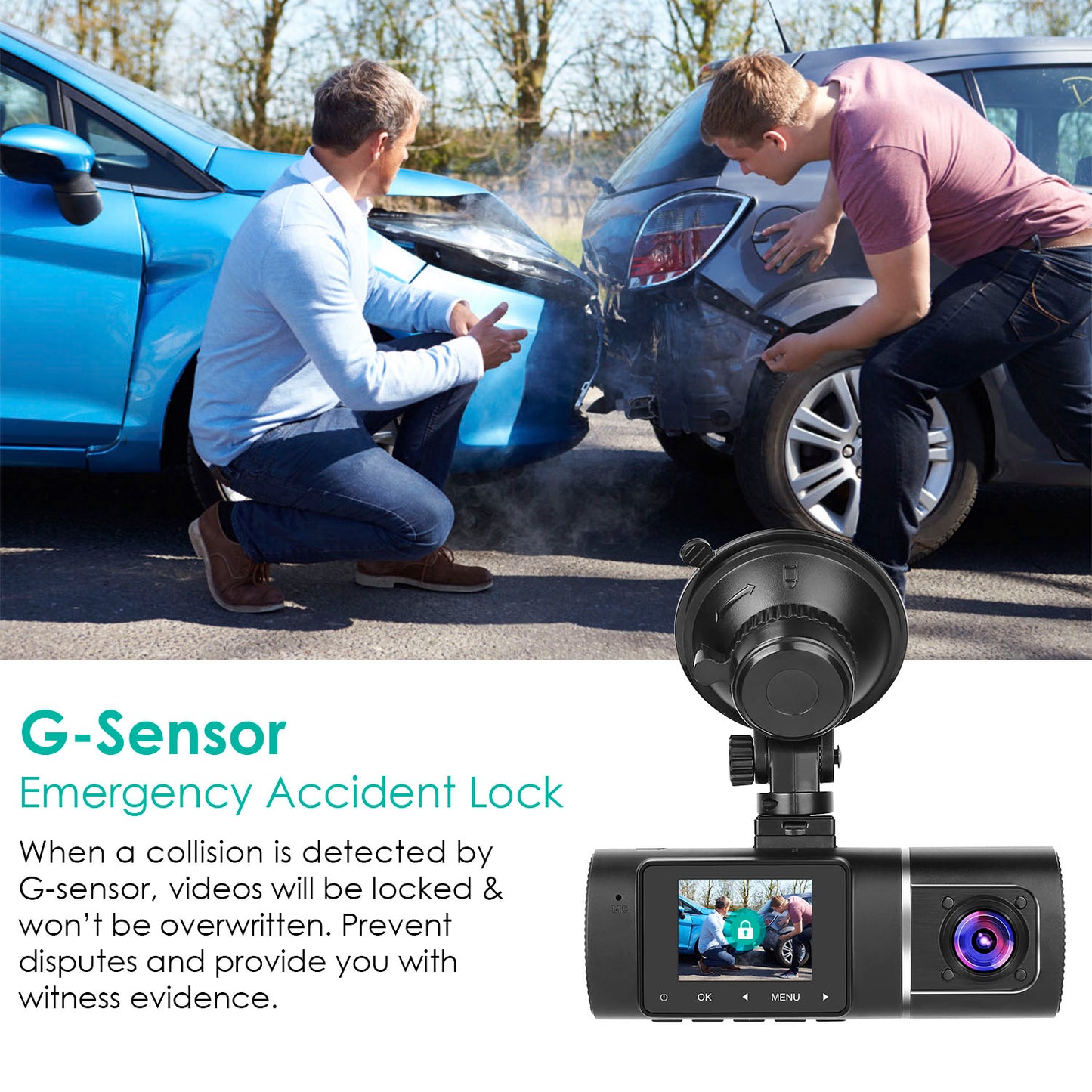 Dual Lens Car DVR Dash Cam Video Recorder 1080P Front Inside Camera G-sensor Motion Detection Night Vision Driving Vehicle Recorder