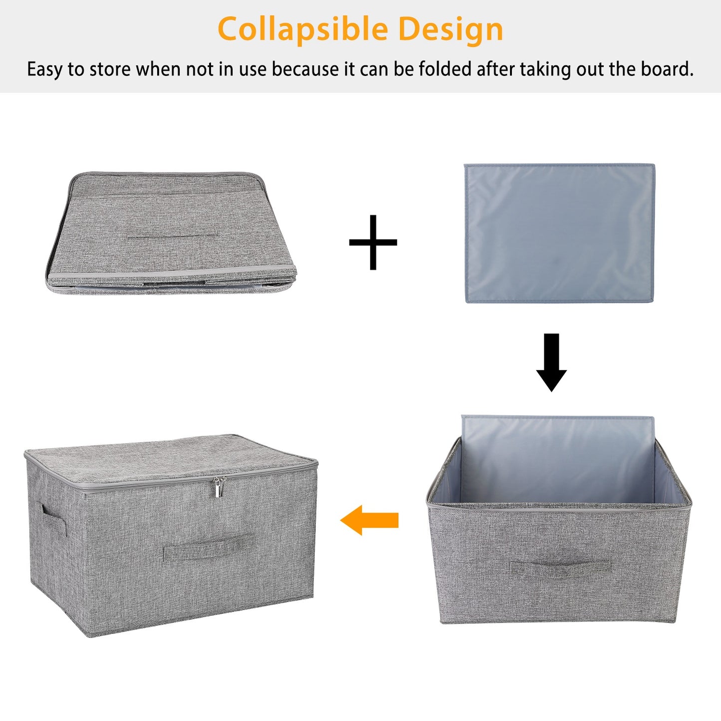 2Pcs Collapsible Storage Bins w/ Dual-Zipper Lid Foldable Fabric Clothes Storage Box Cube Container Organizer w/ 3 Handles 35L Capacity