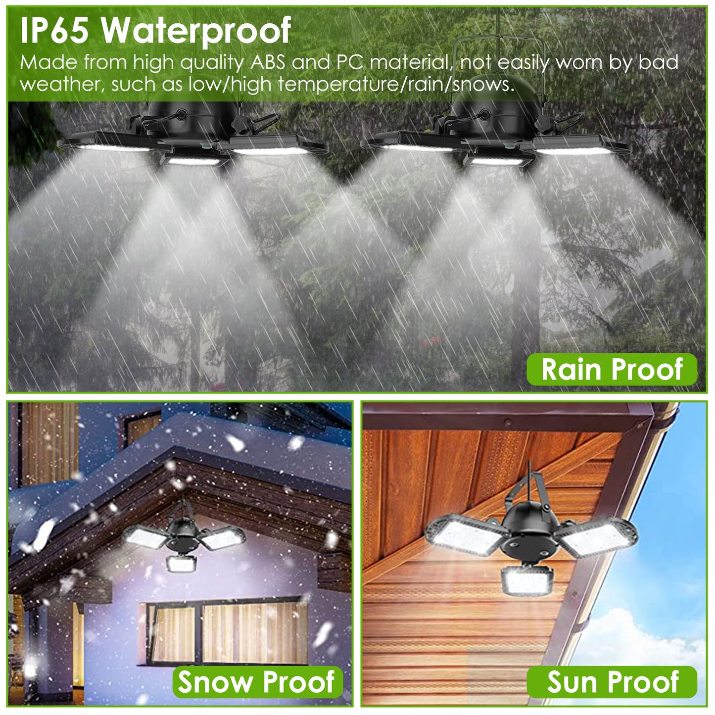 Solar Pendant Lights IP65 Waterproof Shed Light 120° Adjustable Garage Light with 3 Timing Modes 4 Brightness Levels Remote Control