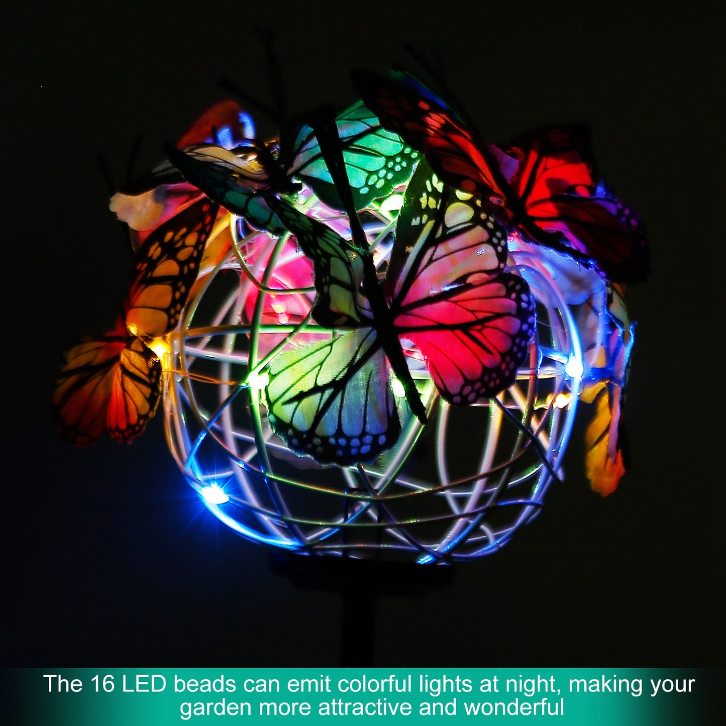 2 in 1 Outdoor Solar Light Butterfly Landscape Light Yard Stake Decor Lamp Stake Light w/ Butterfly
