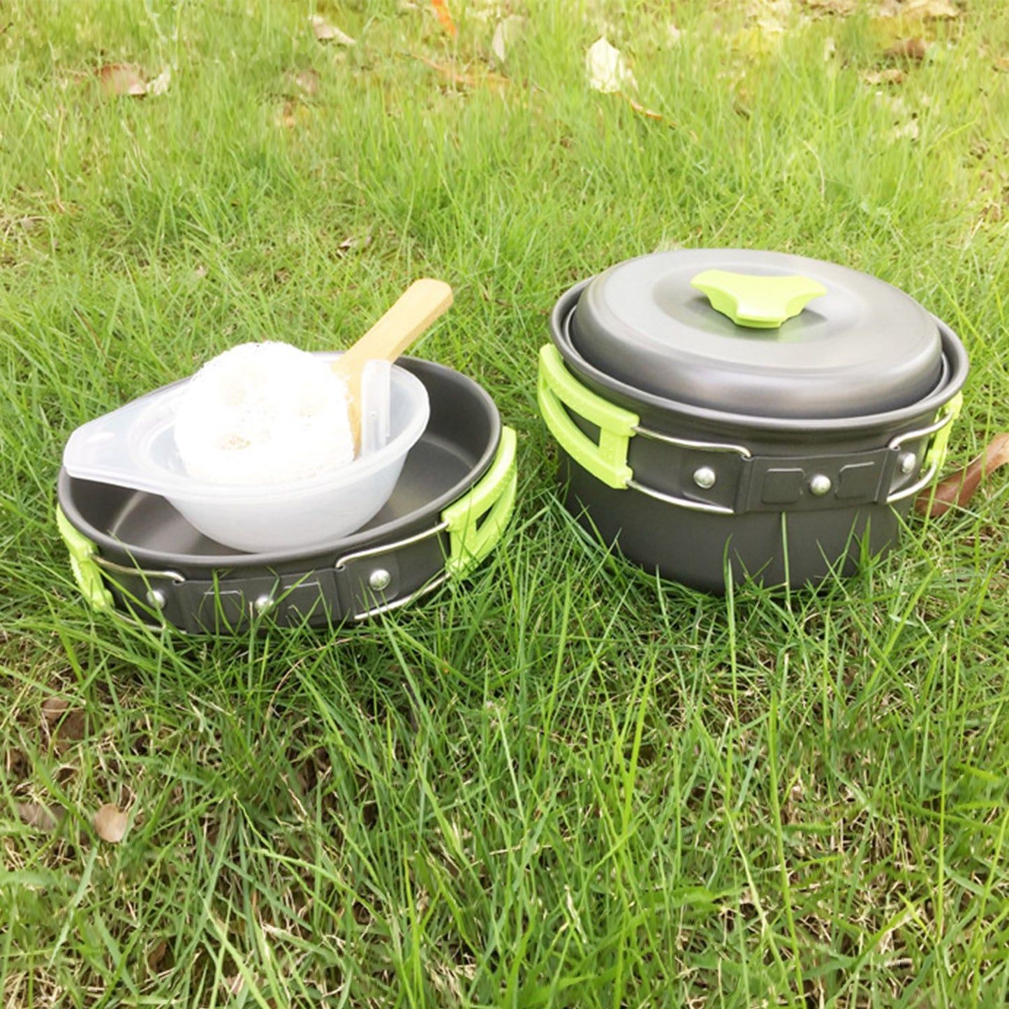 9Pcs Camping Cooking Ware Set Camping Stove Cookware Kit Aluminum Pot Pans Set for Hiking Picnic Outdoor