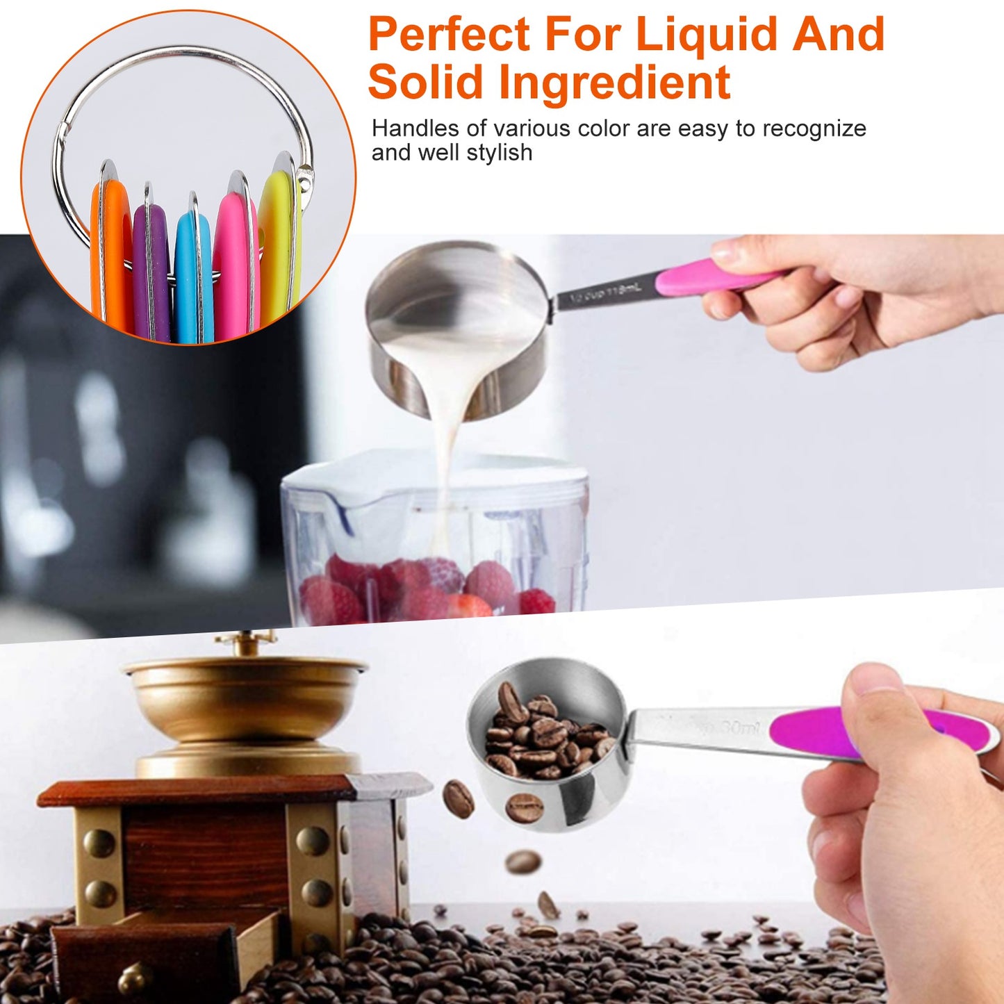 12Pcs Measuring Cups Spoons Set Stainless Steel Kitchen Measurement Tool for Cooking Baking Dry Spices Liquid Ingredients