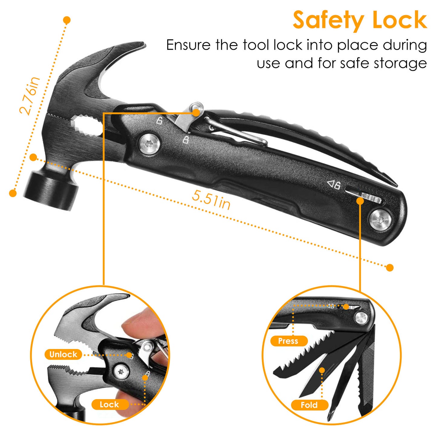 12 in 1 Hammer Multitool Portable Stainless Steel