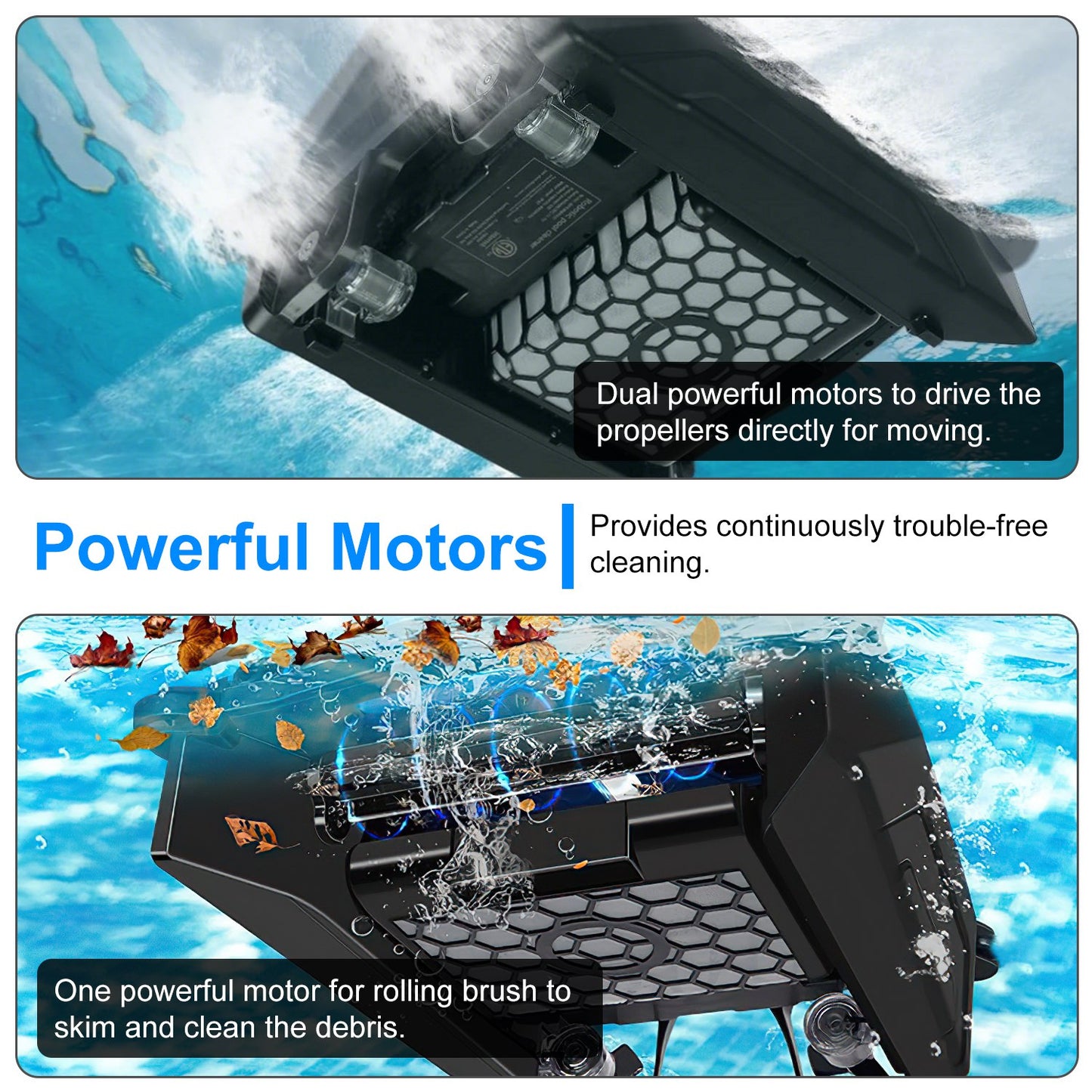 TeqHome Solar Powered Robotic Pool Skimmer Automatic Swimming Pool Surface Cleaner with 2 Cleaning Modes Dual Charging Methods IPX7 Waterproof 1937sq.ft Coverage APP Control