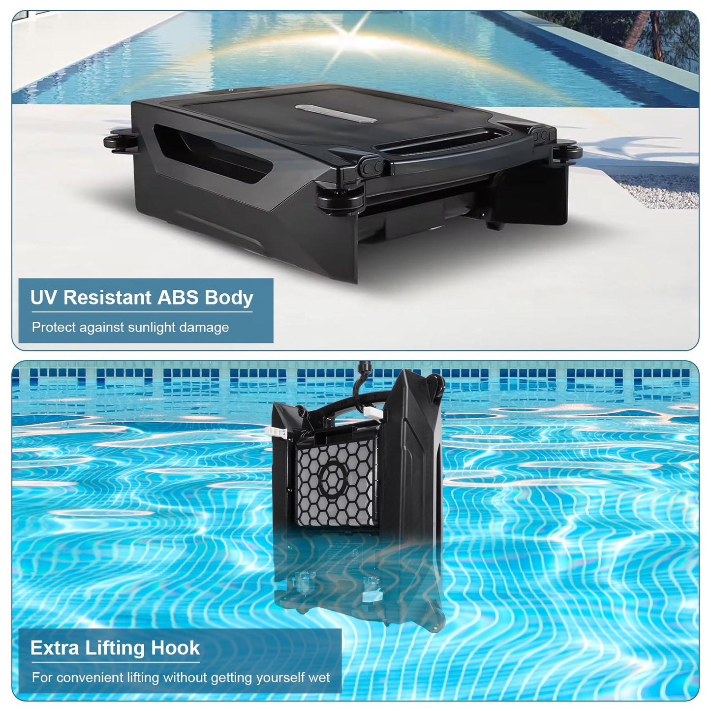 TeqHome Solar Powered Robotic Pool Skimmer Automatic Swimming Pool Surface Cleaner with 2 Cleaning Modes Dual Charging Methods IPX7 Waterproof 1937sq.ft Coverage APP Control