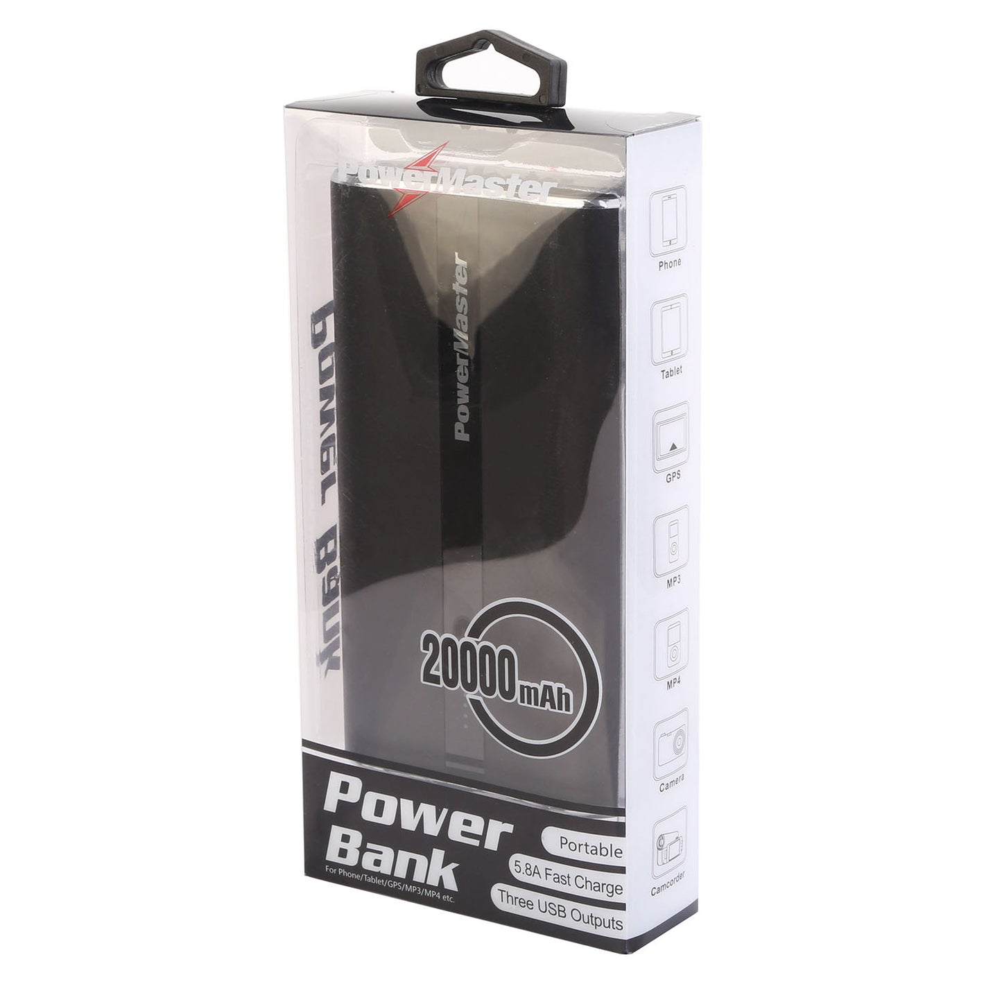 Portable Charger PowerMaster 20000mAh Power Bank Total 5.8A Output 3-USB Ports