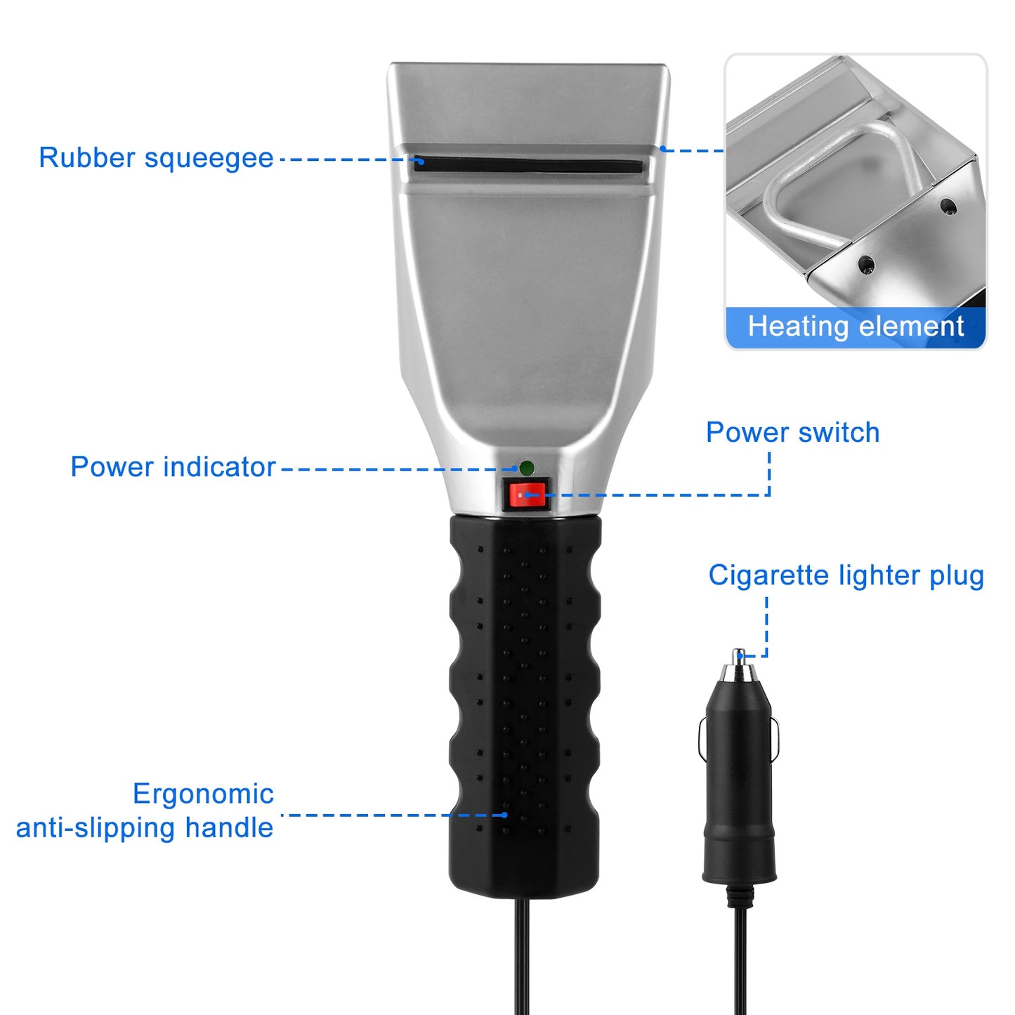 12V Car Electric Heated Ice Snow Scraper Window Ice Remover